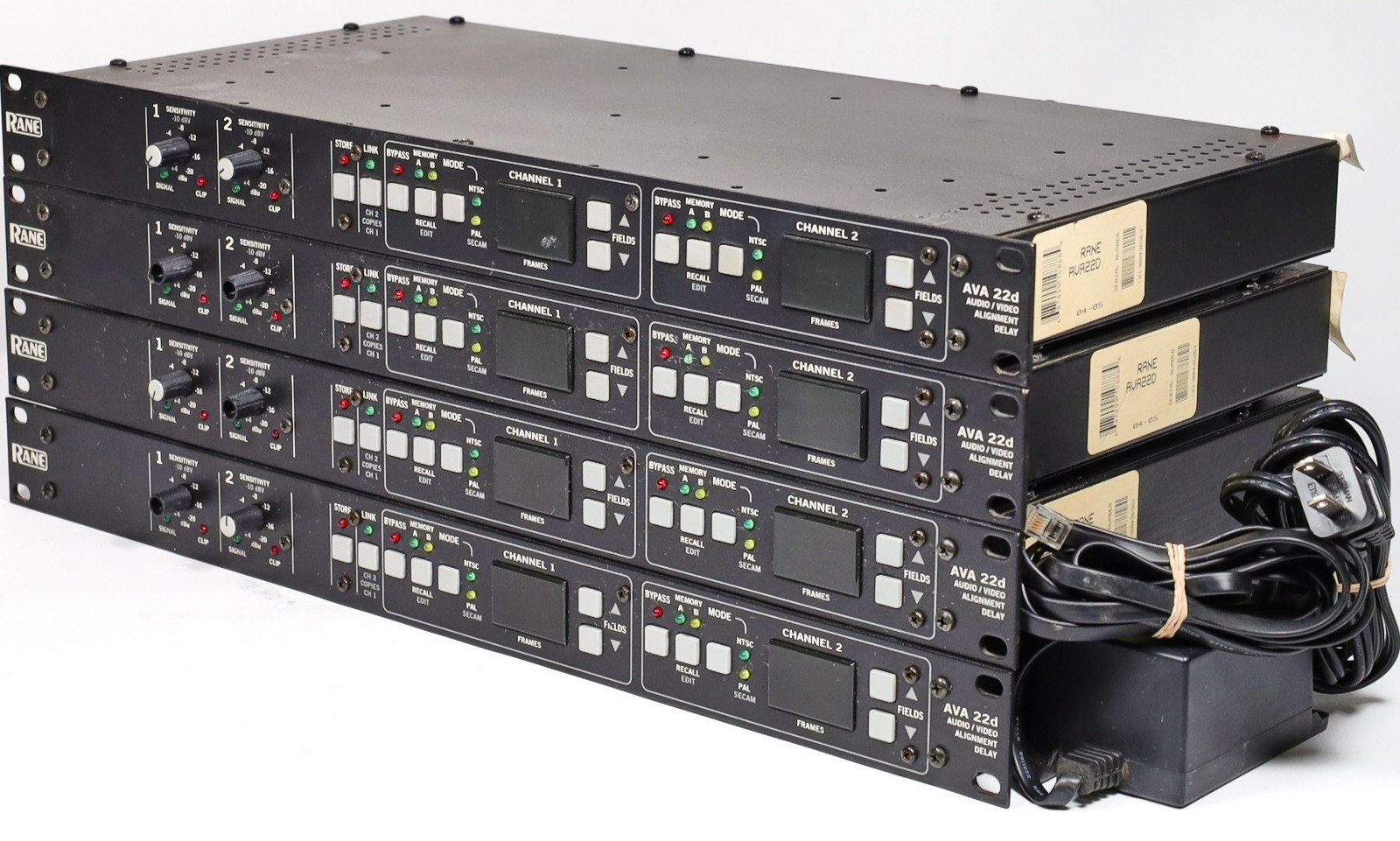 (Lot of 4) RANE AVA22D AUDIO / VIDEO ALIGNMENT DELAY with Power Supply
