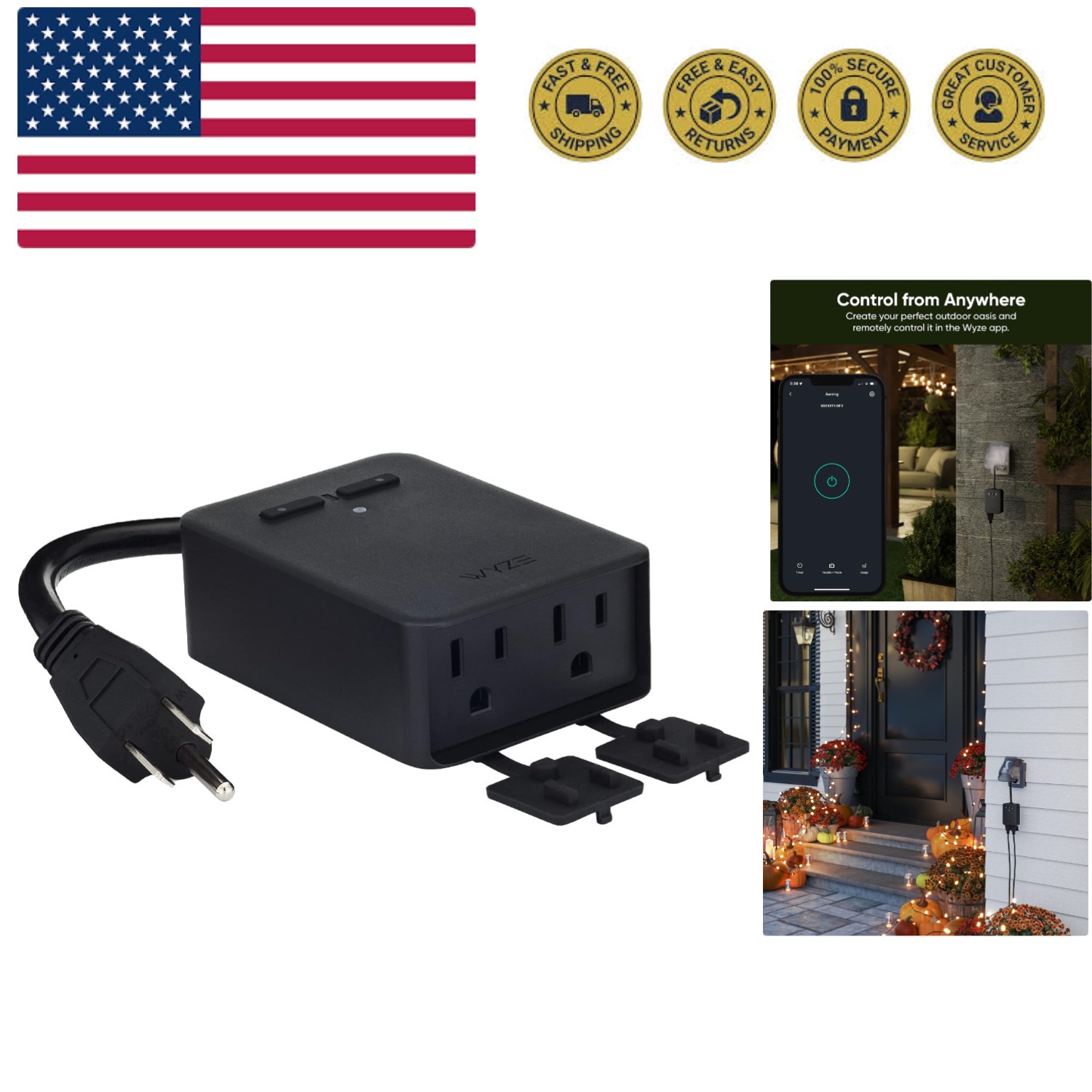 Plug Outdoor, Dual Outlets Energy Monitoring, , 2.4GHz WiFi Smart Plug, Works...