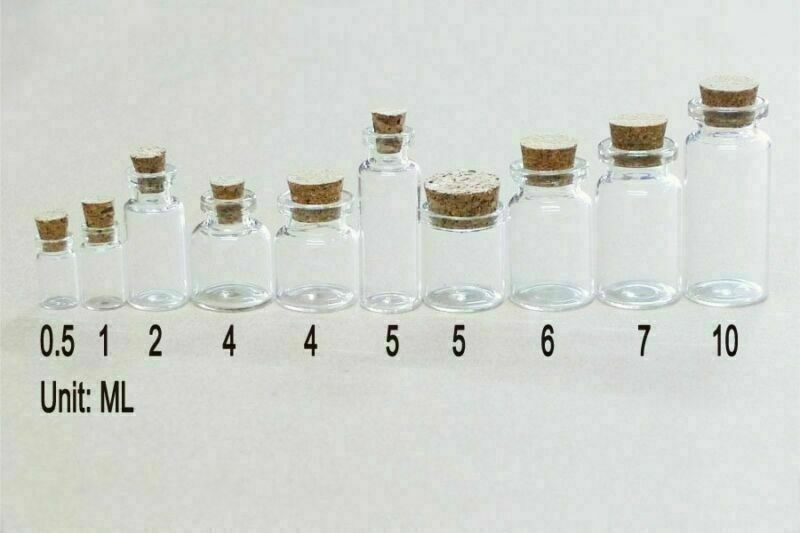 20/50/100Pcs Small Glass Bottles Corks Tiny Clear Vials Transparent 0.5ml-10ml