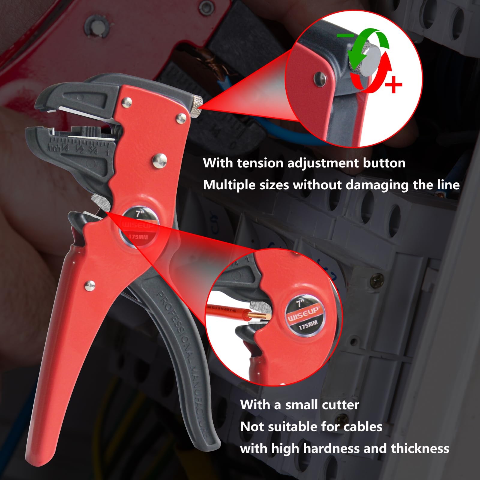 WISEUP Automatic Quick Strip Wire Stripper and Cutter,Eagle Nose Pliers (7-In...