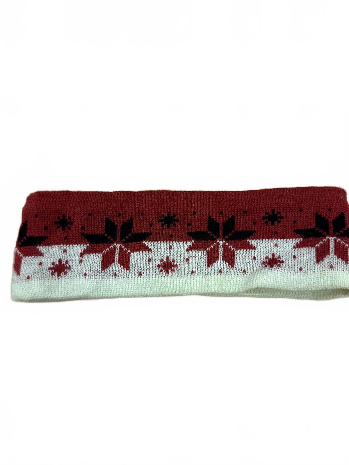Knitted Winter Headband with Snowflake Pattern