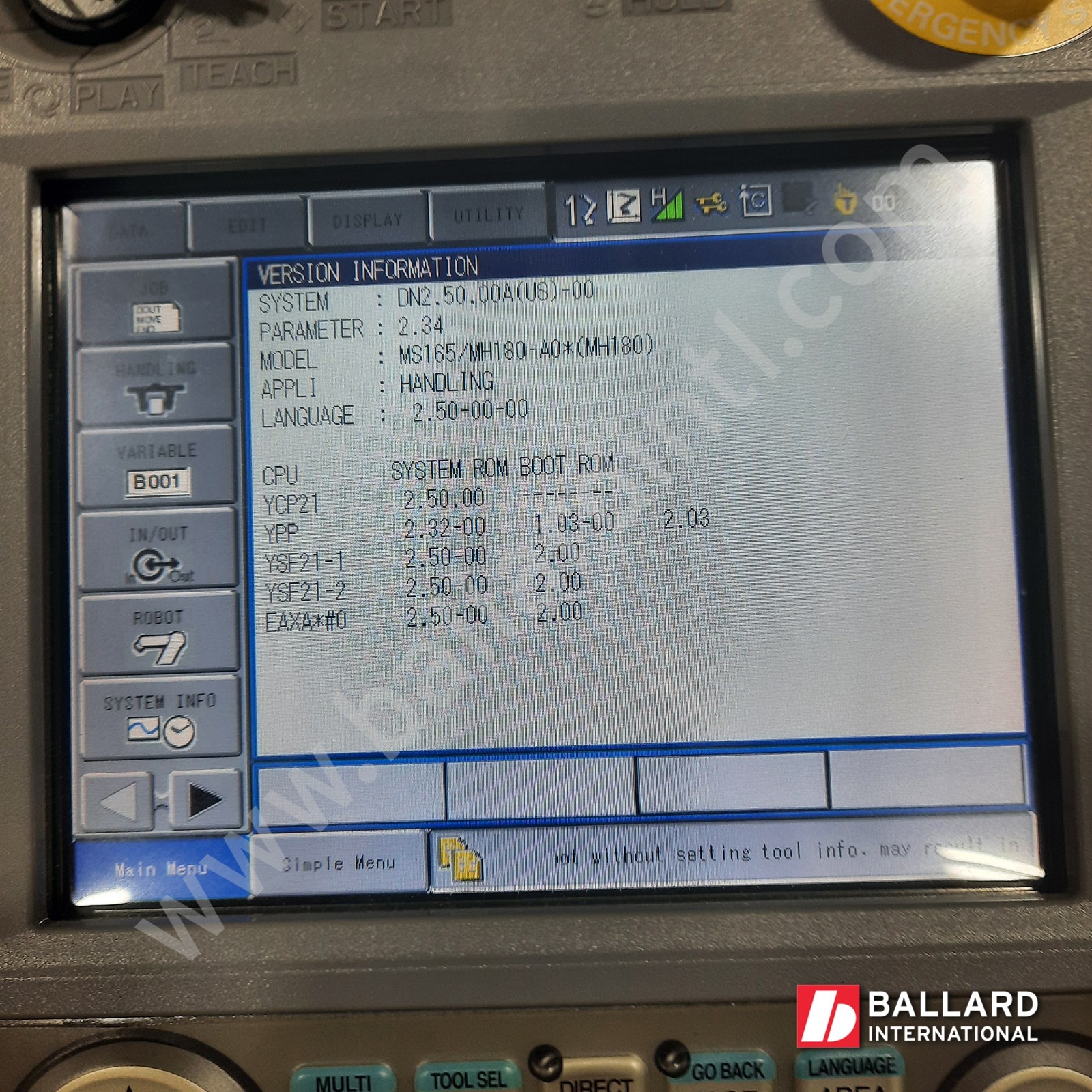 YASKAWA Motoman MH180-A00 Robot System w/ DX200 Controller - S88E08-1-3