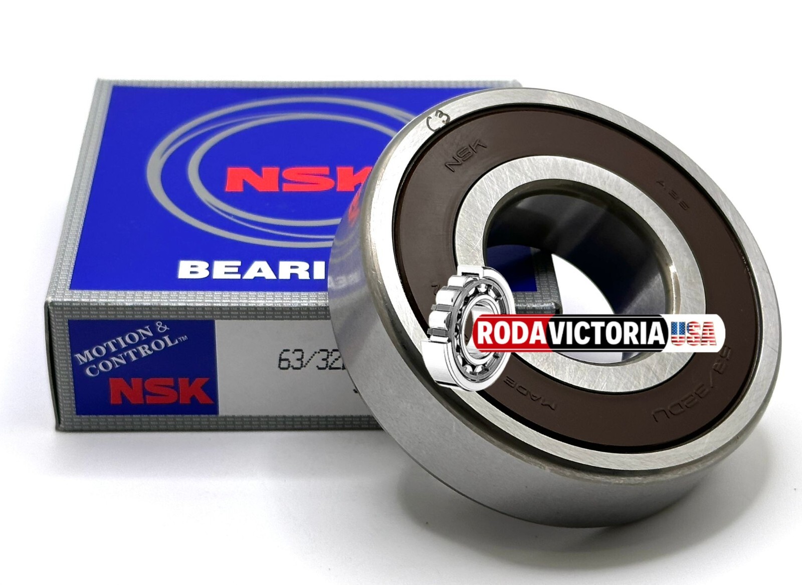NSK JAPAN 63/32 DDU C3 BALL BEARING, RUBBER SEALED 32x75x20mm 63/32 2RS C3