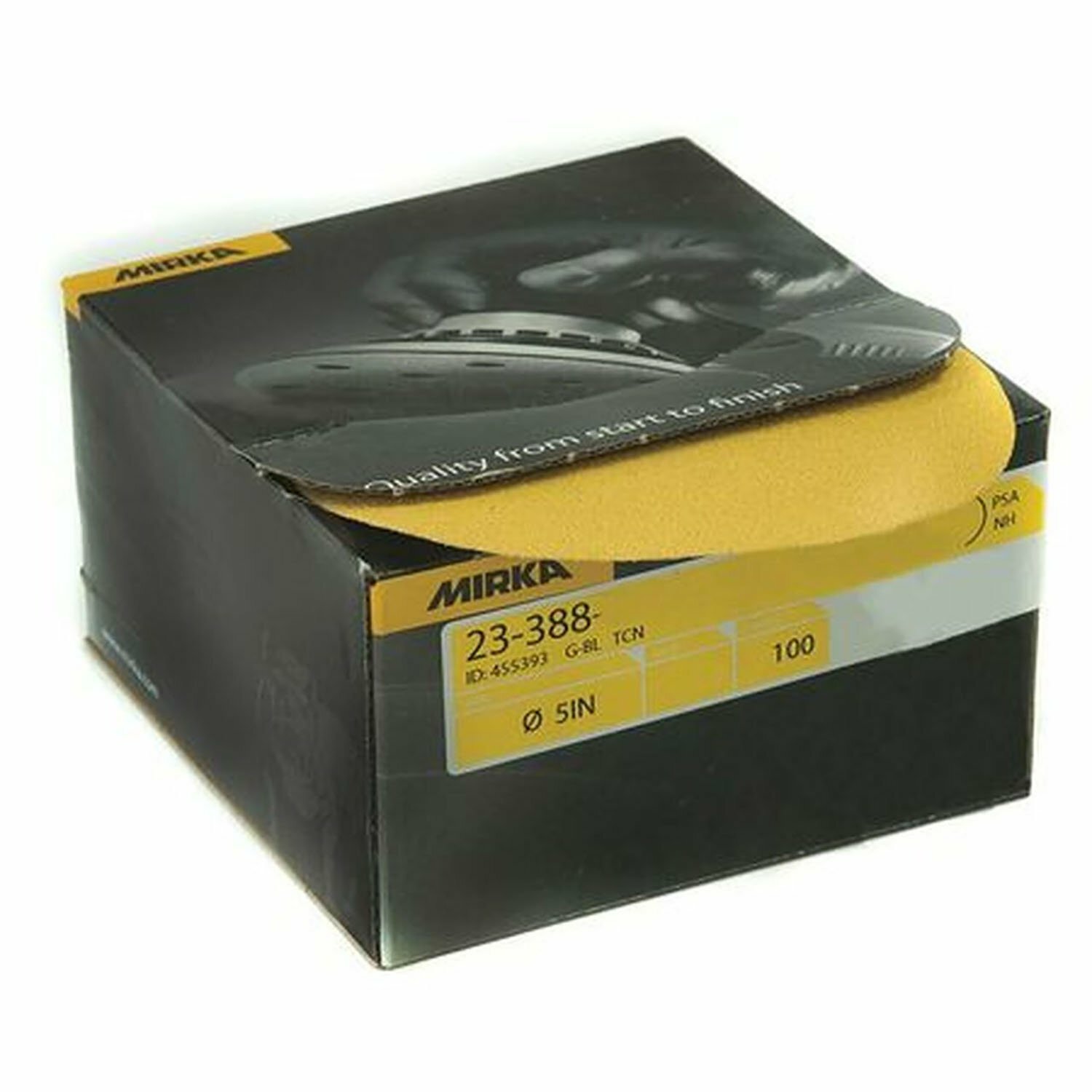 Mirka 23-388-220 5" No Hole Adhesive Sanding Disc, 100 Pack- 220 Grit
