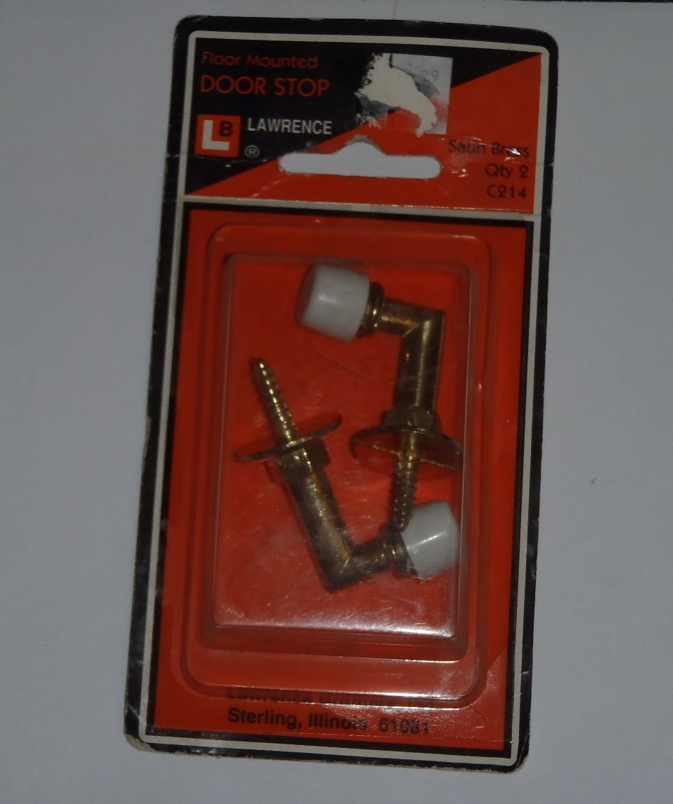 Lawrence Bright Brass Finish Door Stop C214 ~ NEW ~ 2 Pieces for $1.00 ~