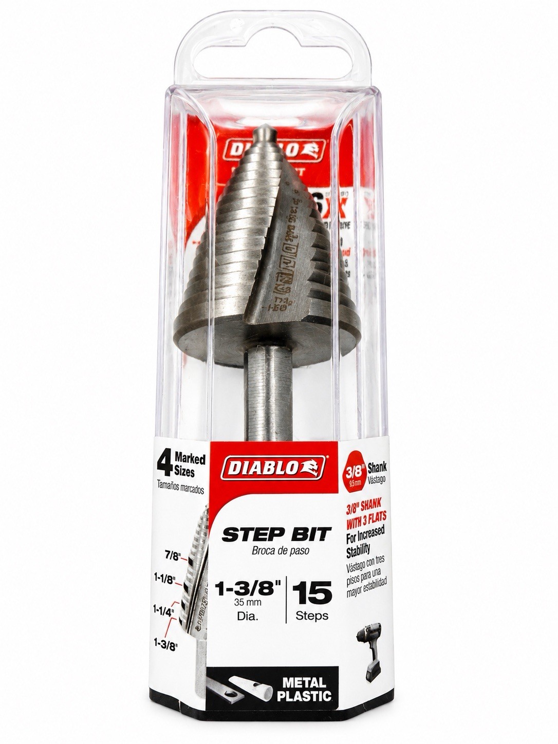 Diablo DSD1375S15 Step Drill Bit 7/8" to 1-3/8" 15 Steps