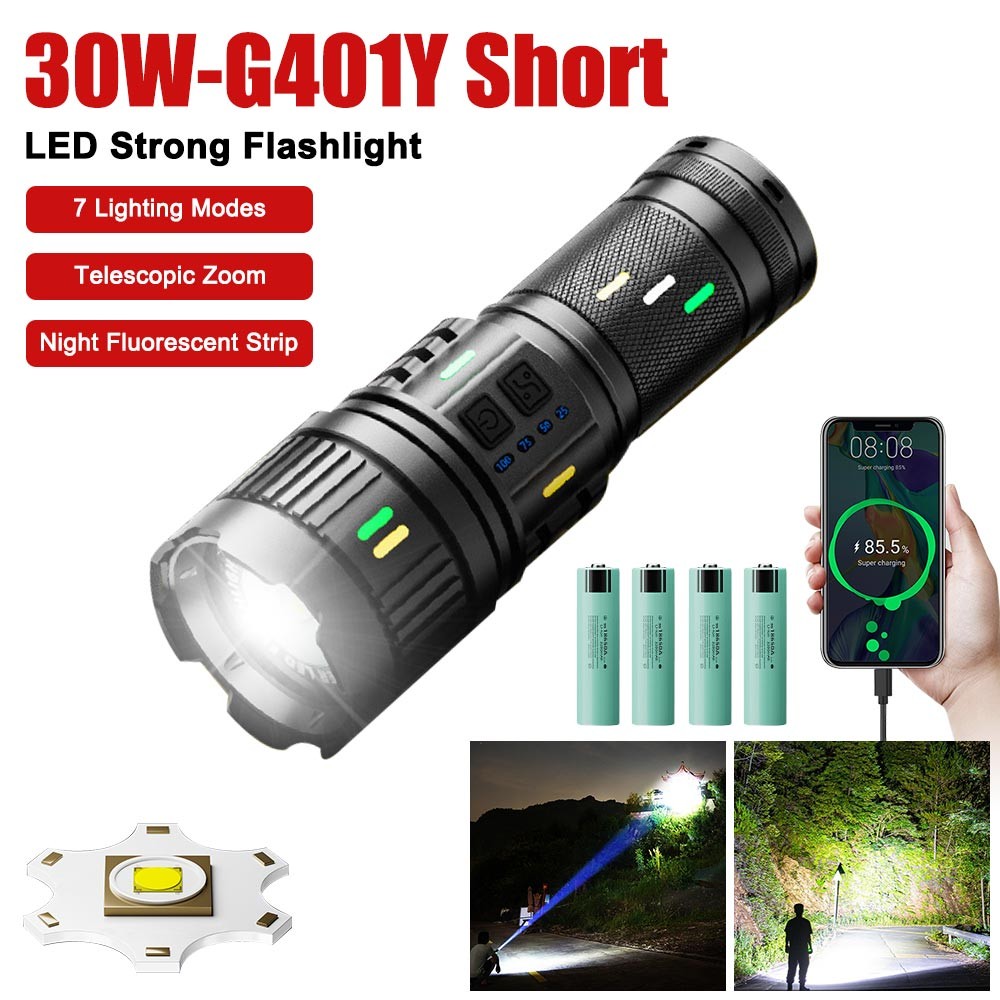 1500LM White Laser LED Flashlight Zoomable USB Rechargeable Torch Strong Light