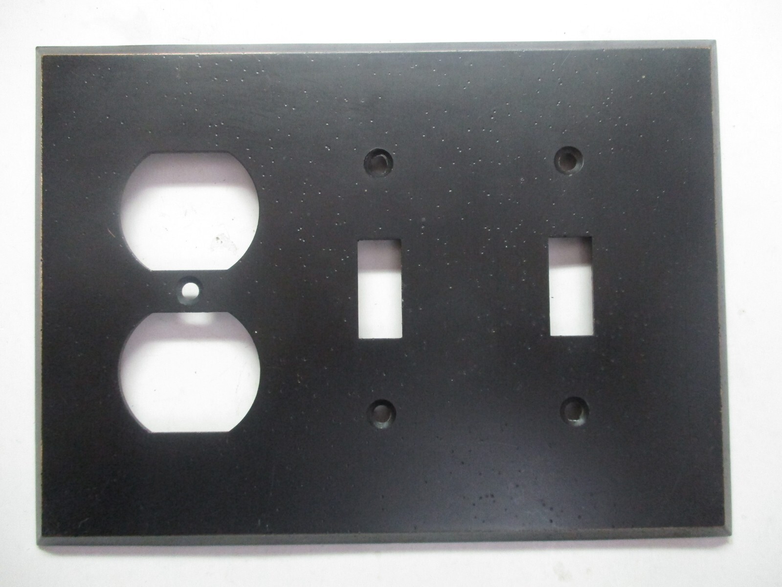 Midsize 3 Gang Distressed Rubbed Bronze Switch Outlet Combo Plate Wall Box Cover