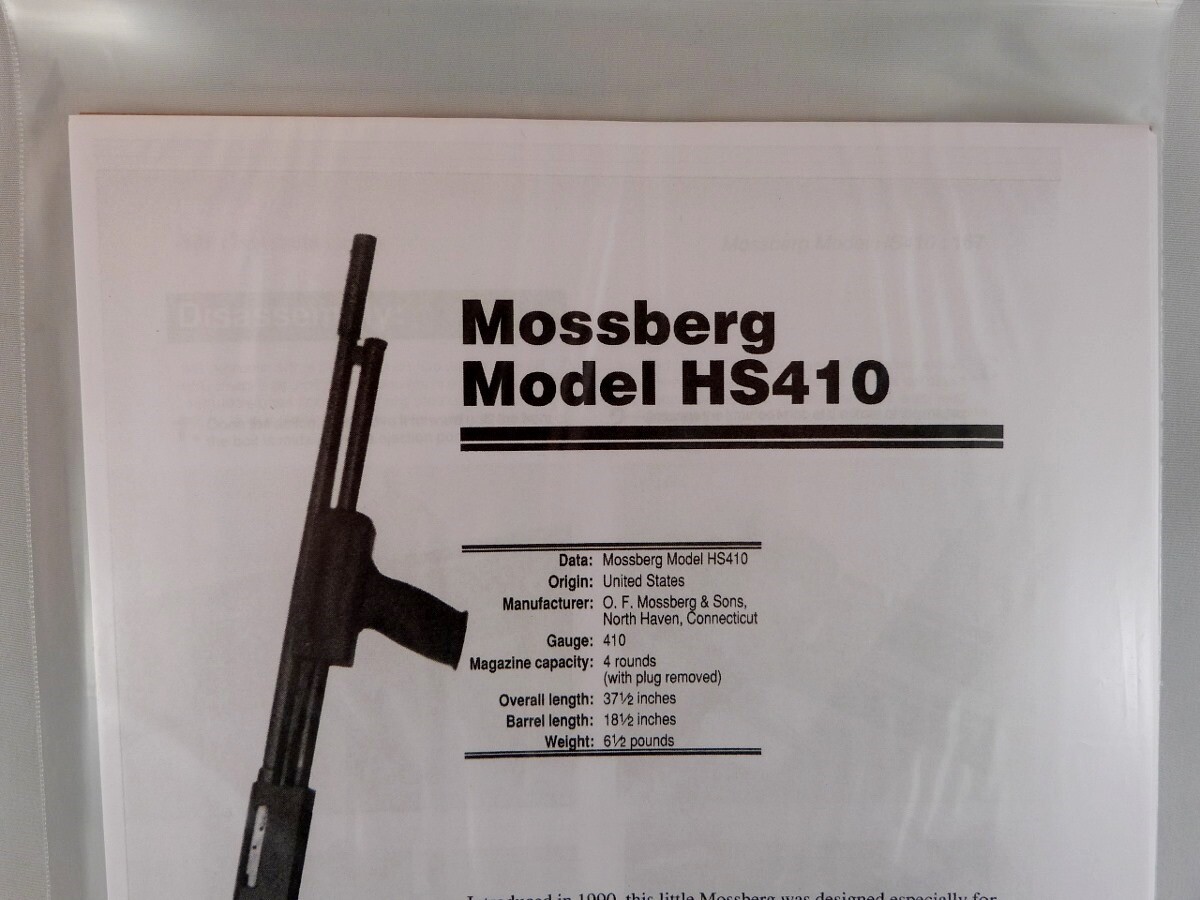 MOSSBERG MODEL HS410 SHOTGUN BREAK DOWN INSTRUCTION KIT