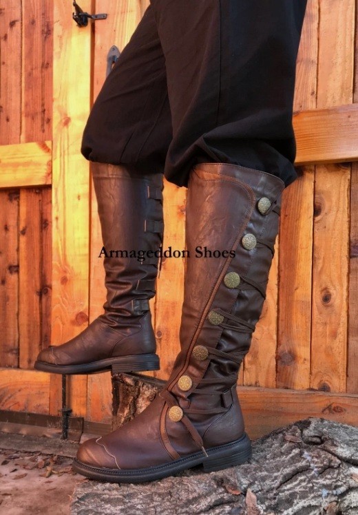 Brown Nobleman Gentry Renaissance Ren Faire Elizabethan Actor Mens Boots Shoes