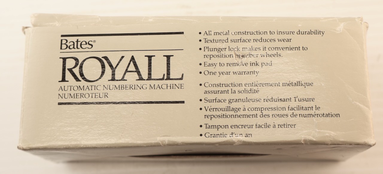 3 Pc. Date Number Stamping System Items / Bates Royall Sure-Rite Eagle Zephyr