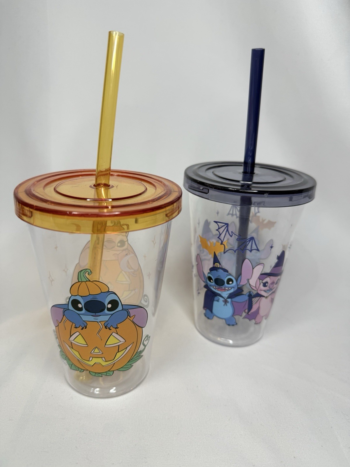 Disney Lilo & Stitch Halloween Tumbler Set Of 2 Purple And Orange Cups New