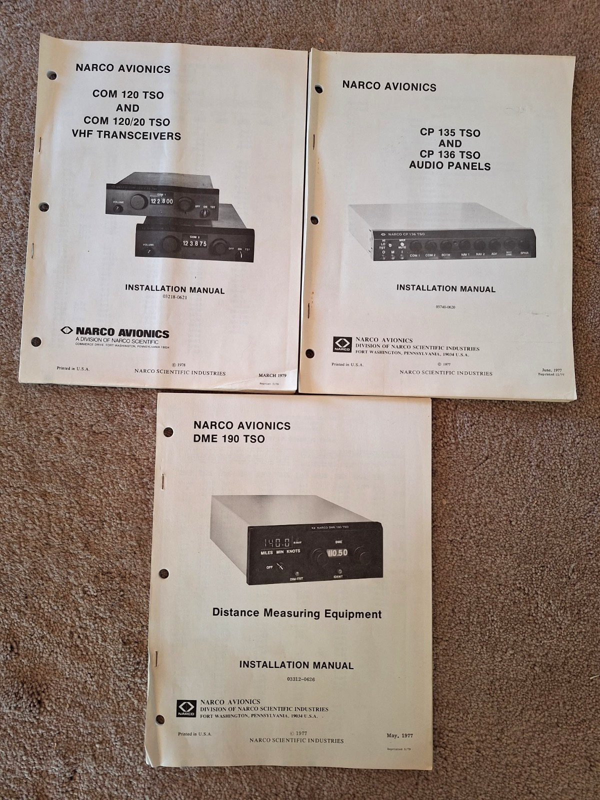NARCO Com 120 TSO & Com 120/20 TSO VHF Transceivers Installation Manual + 2 more