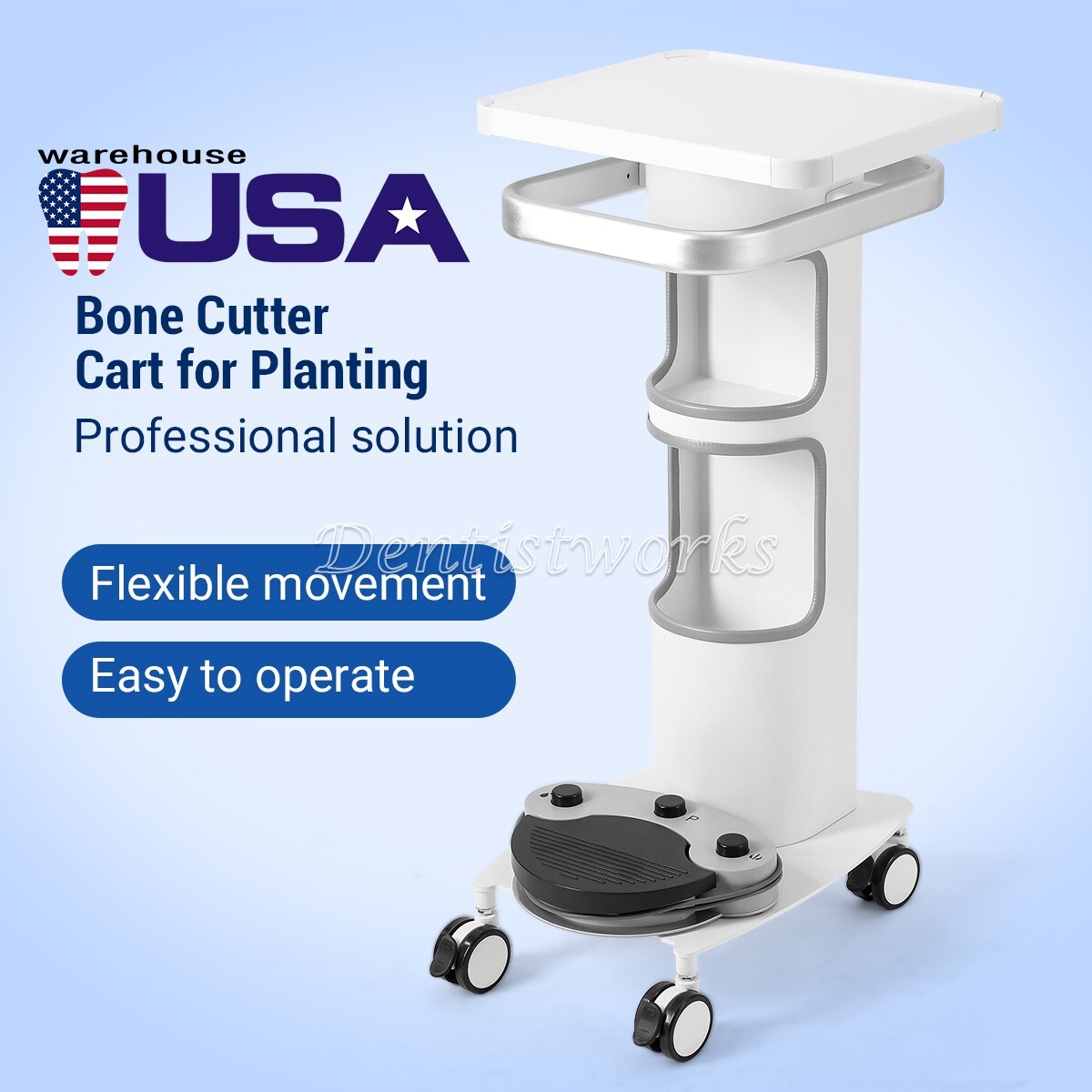 Dental Multi-Function Mobile Cart Trolley for Implant Motor Ultrasonic Scaler