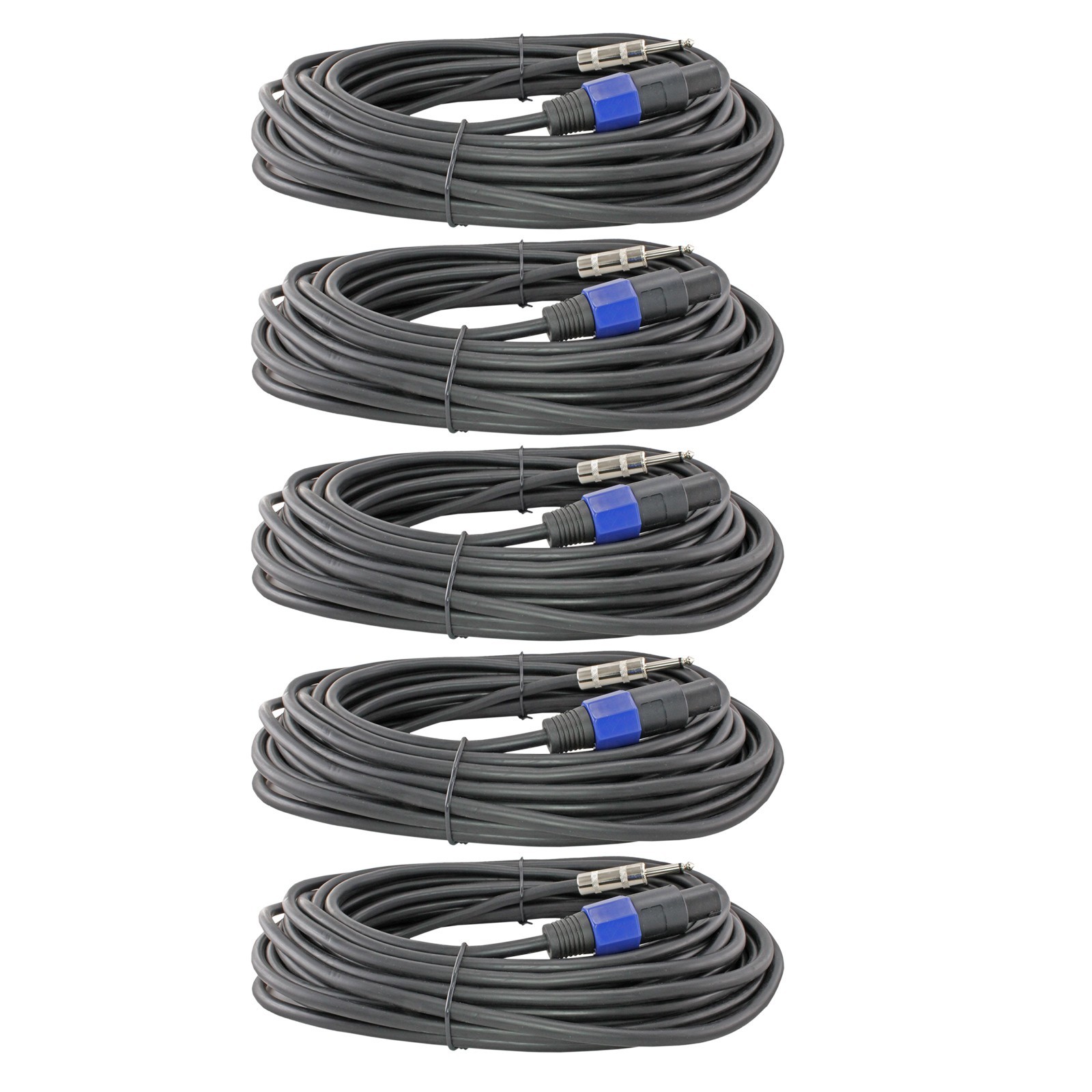 5 PACK 50 FT foot 1/4 mono male plug to speakon compatible speaker cables DJ PA