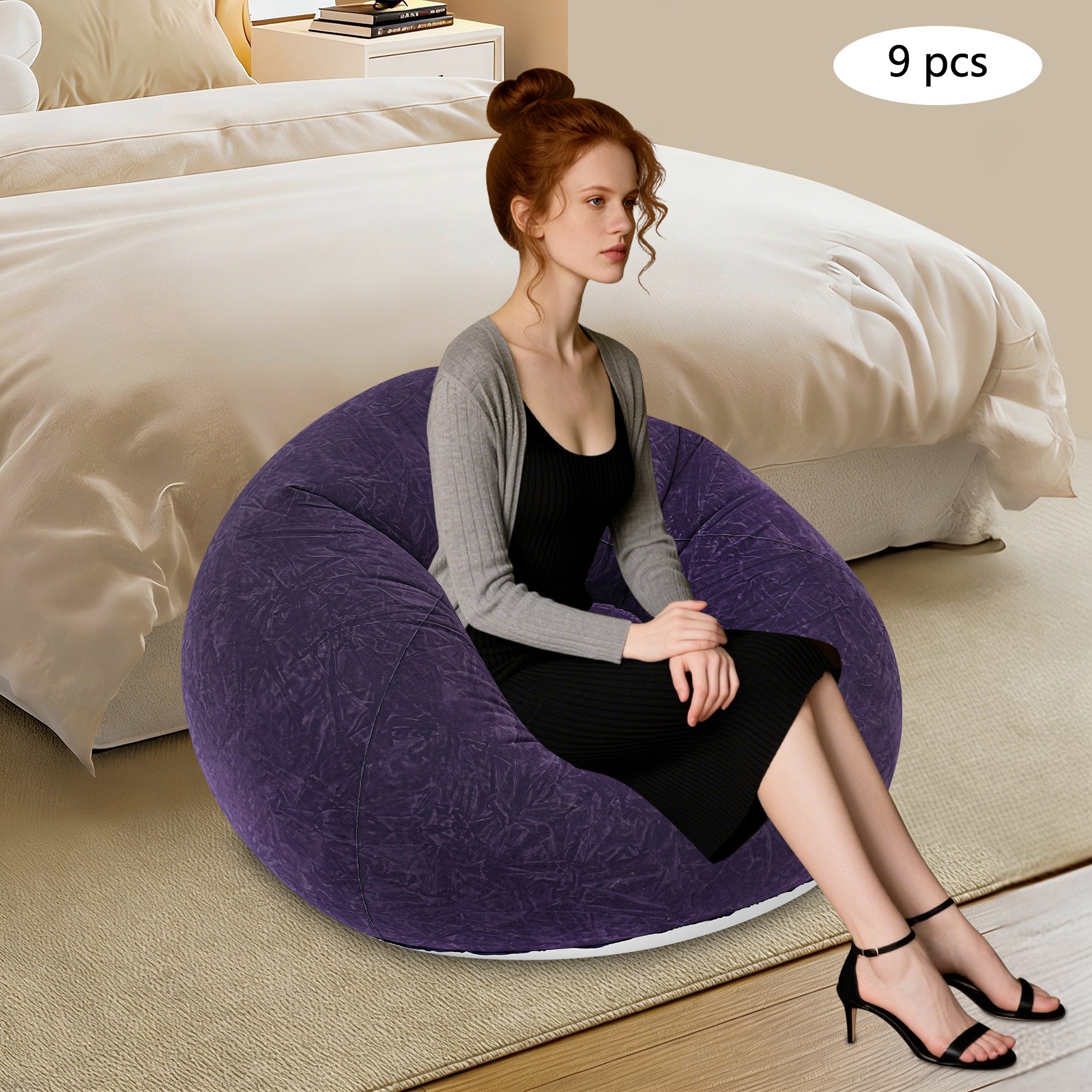 Modern Inflatable lazy sofa 9pcs+2 foot pumps, Free Standing Inflatable Sofas