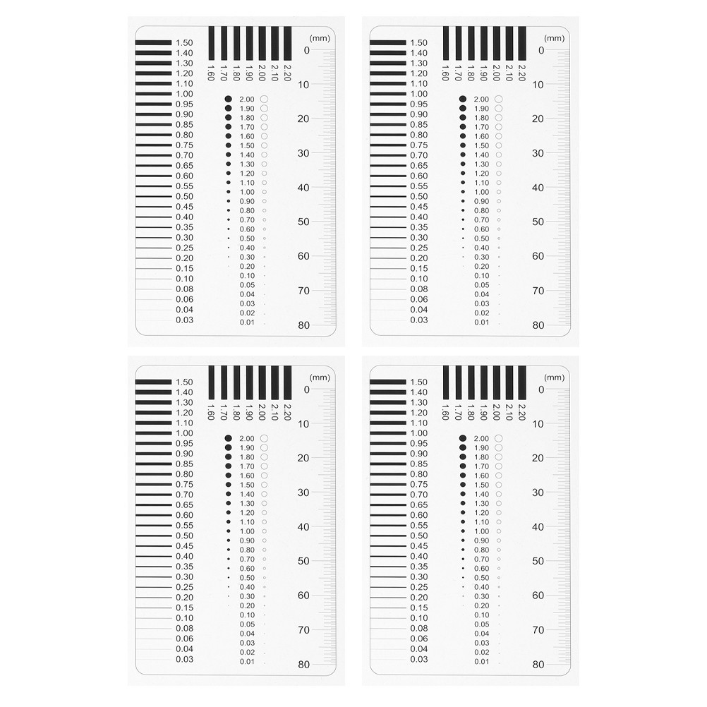 4pcs Transparent Flaw Detection And Measurement Tools Precision Ruler Set