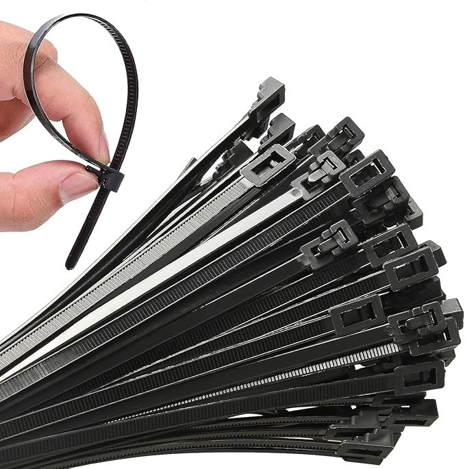 100Pcs Reusable18 Inch Heavy Duty Industrial Zip Toes,Releasable Black Cable Tie