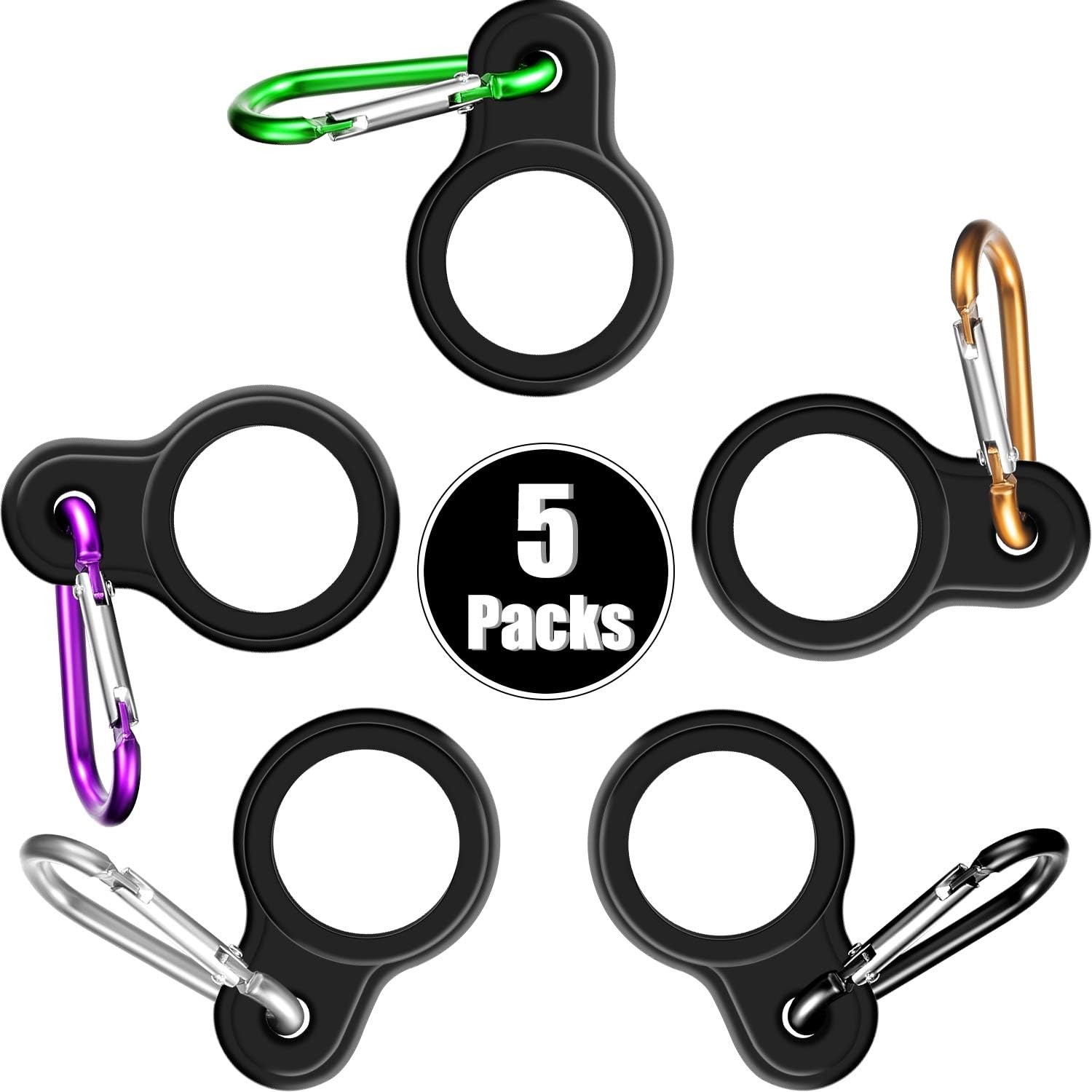 5 Sets Silicone Water Bottle Carrier with 5 Pieces Keychain Clip Key Ring Clip f