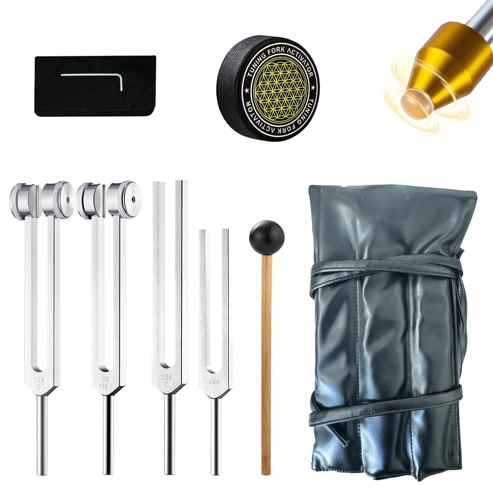 MIMIRACLE Tuning Forks for Healing Set - 128Hz 136.1Hz 256Hz 384Hz Weighted...