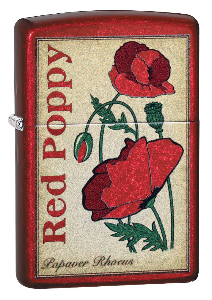 Zippo Poppy Design Translucent Candy Apple Red Windproof Pocket Lighter, 2106...