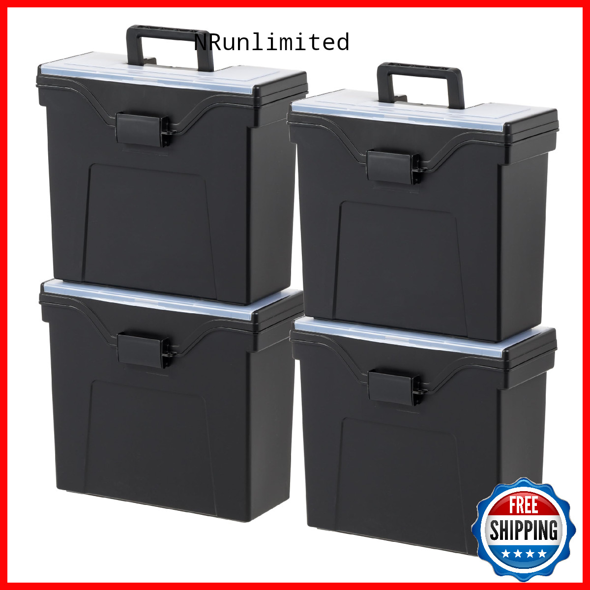 Iris Usa Slim Portable Letter/Legal File Tote 4 Pack Bpa-Free Plastic Storage