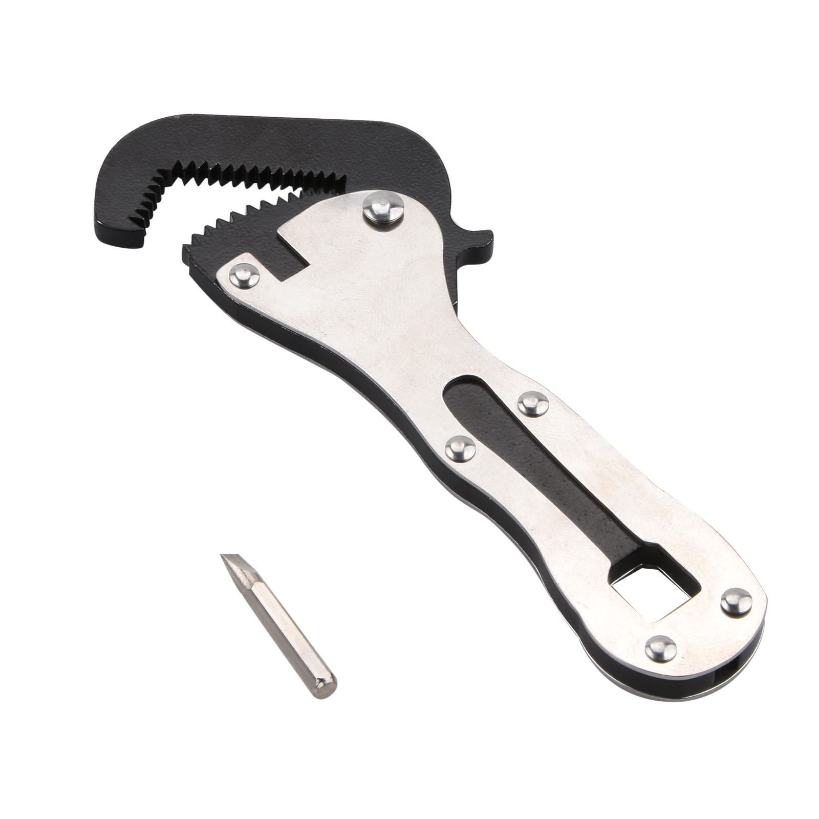Micro Adjustable Wrench Self Adjusting Stainless Steel Tool Compact Silver