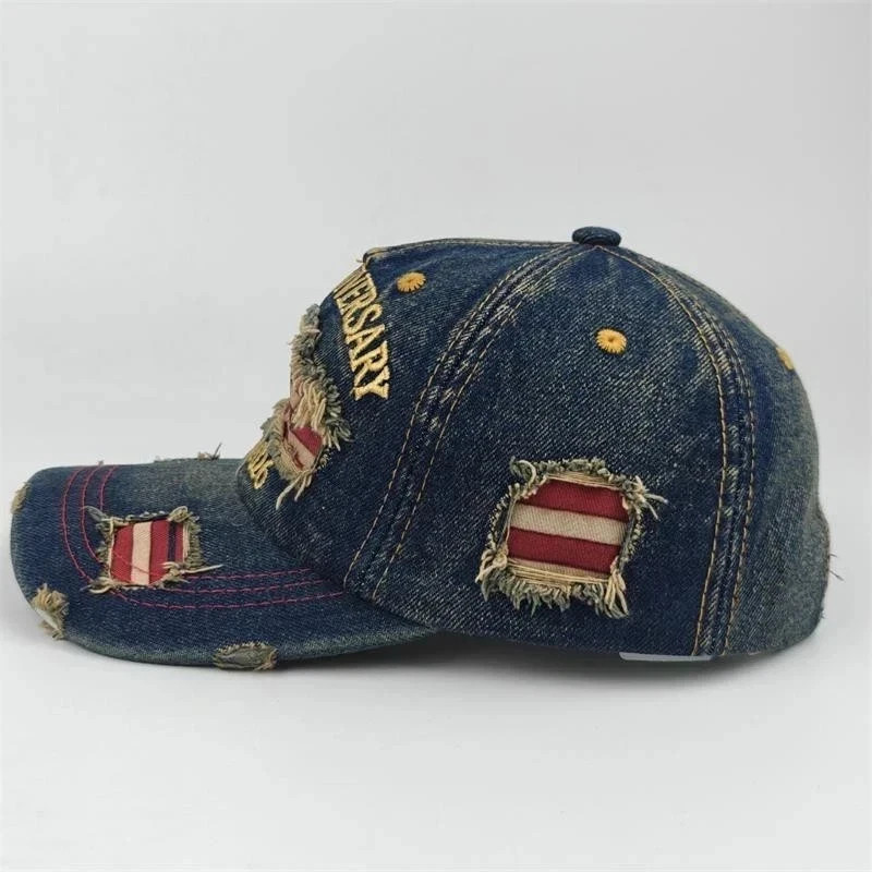 US 250th Anniversary Hat Denim Baseball Cap Patriotic 1776–2026 American