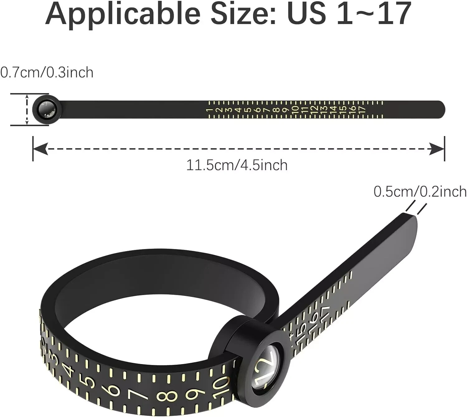 Magnifier Ring Sizer 1-17 Measuring Jewelry Sizing Tool, Reusable Finger Size