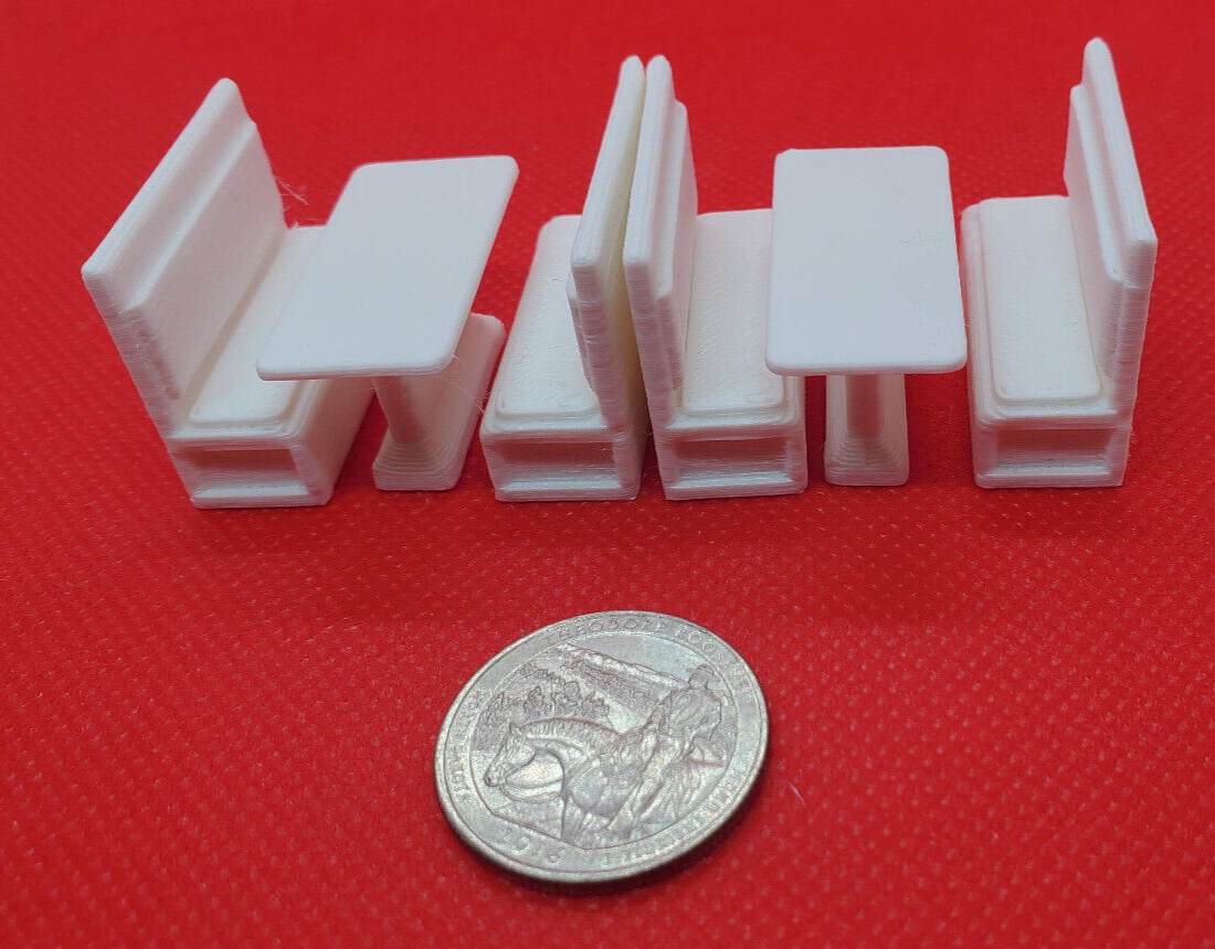 2 set O Scale Cafe Deli Furniture Table Booth Cafeteria Diner White-unpainted