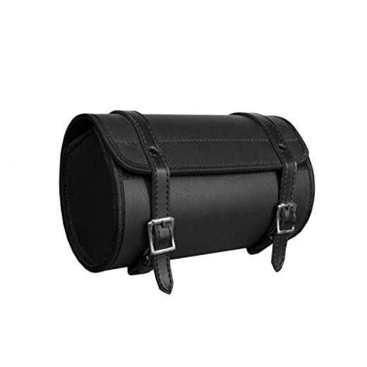 Handlebar Bag - Universal Motorcycle Fork Bag, Sissy Bar Storage 12" Black PVC
