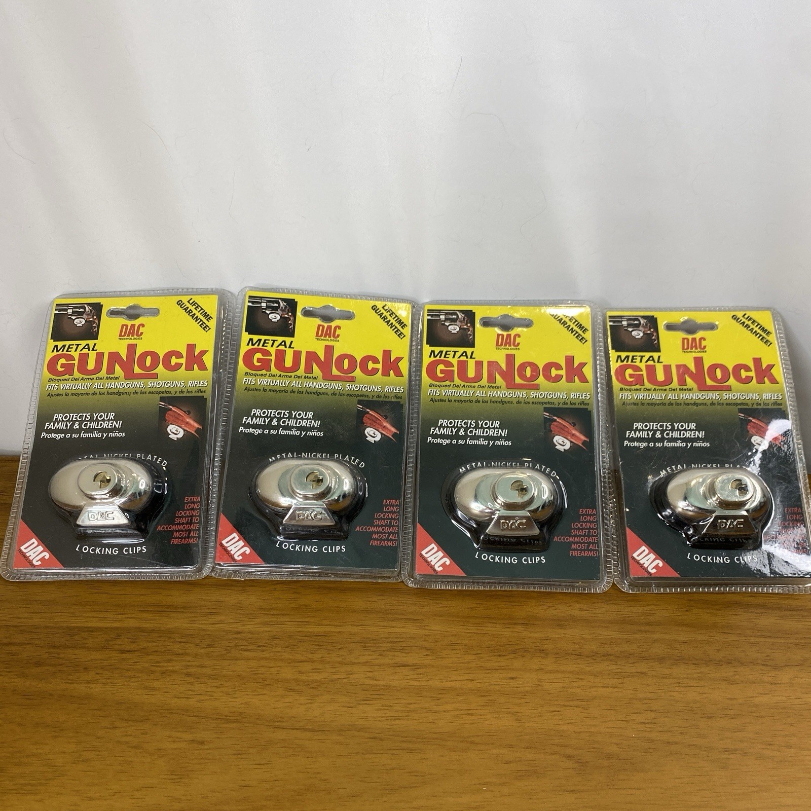 Lot Of 4 NEW DAC Metal Nickel Plated Gun Trigger Lock Handguns Shotguns & Rifles