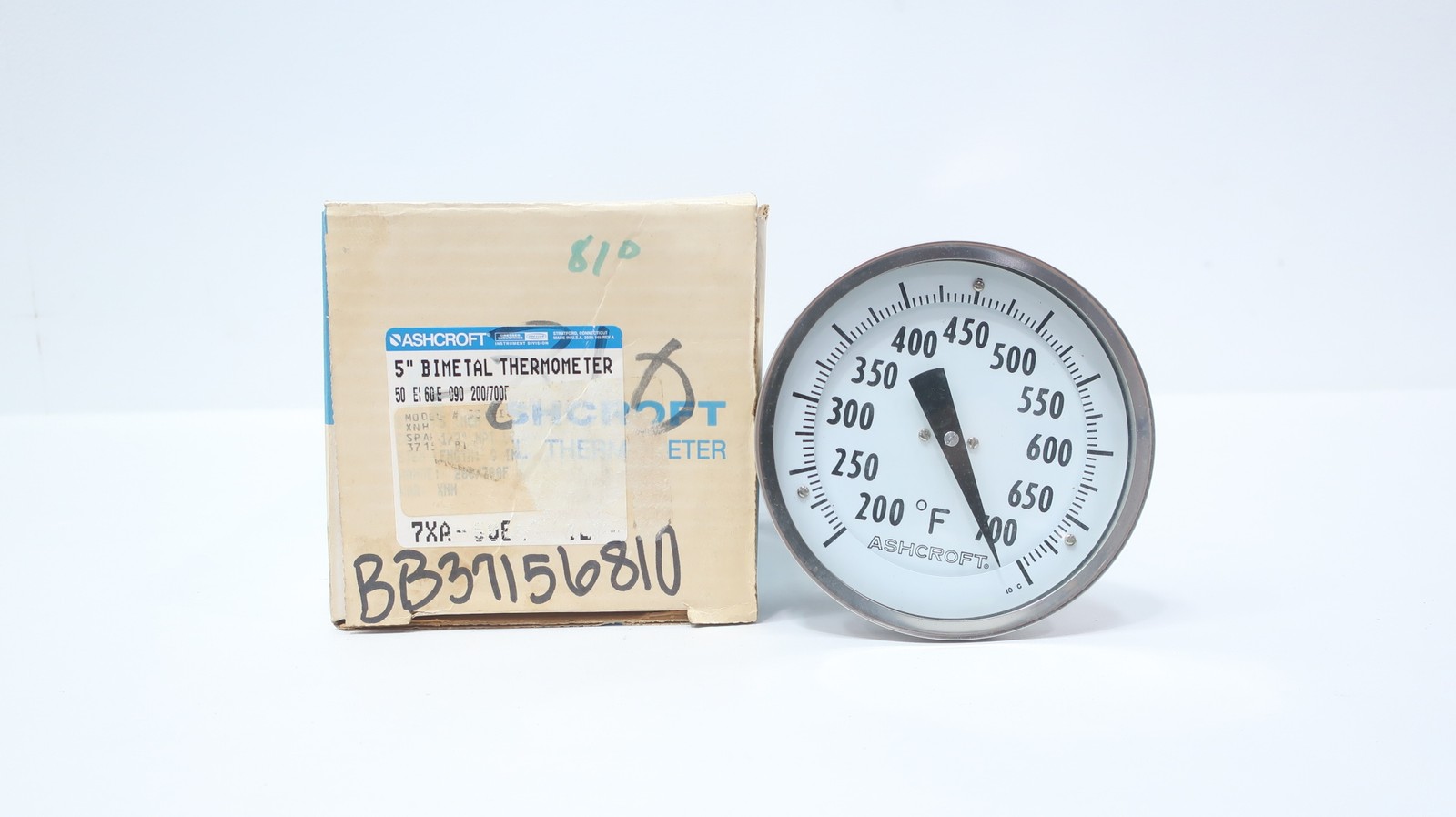 Ashcroft 50 EI 60 E 090 200/700F Bimetal Thermometer 5in 200-700f 1/2in Npt