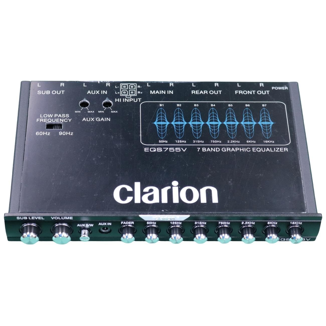 7-Band Car Graphic Equalizer with Front 3.5mm & Rear RCA Inputs