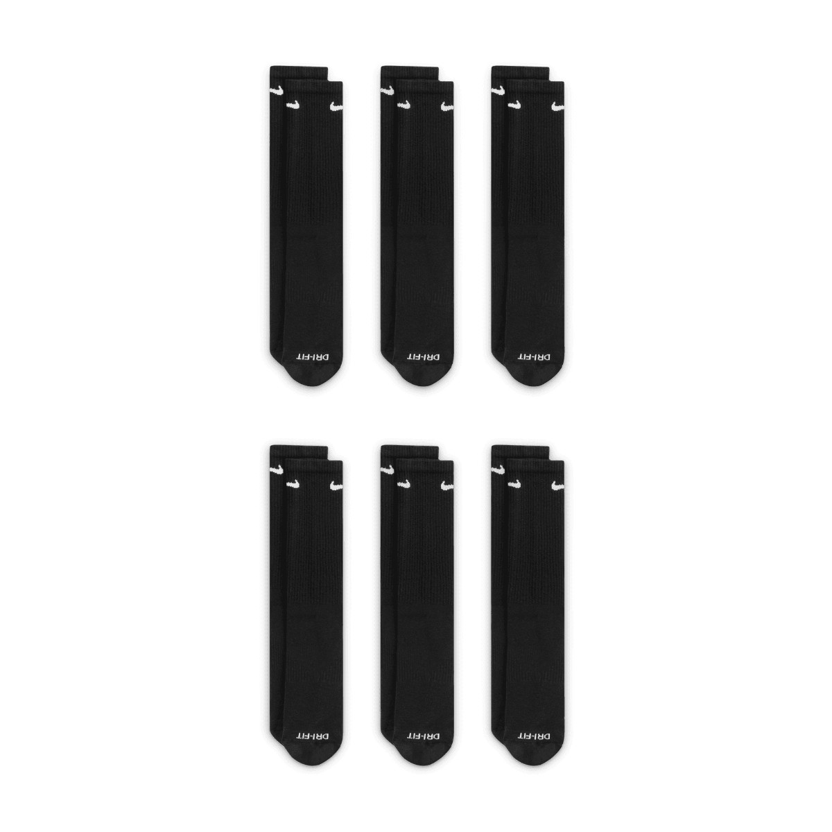 Nike Everyday Plus Cushioned Training Crew Socks (6 Pack) BLACK XL