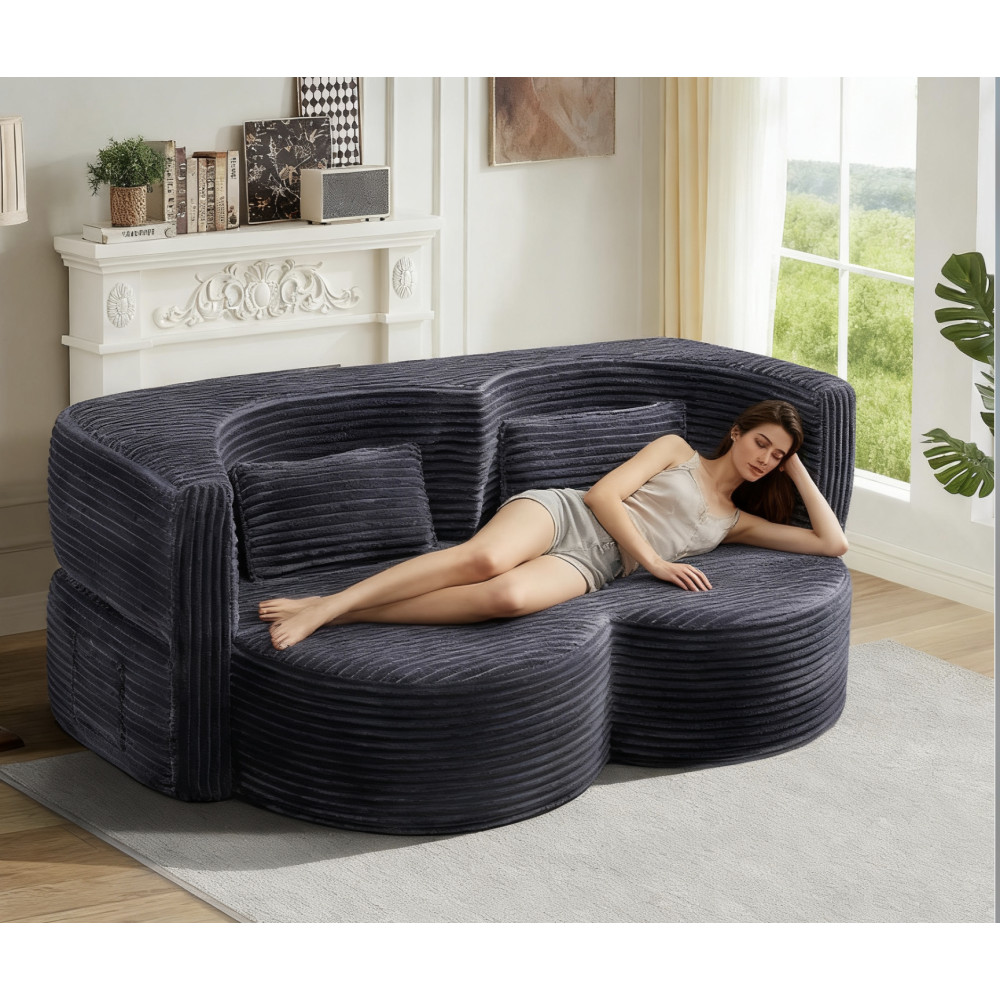 Folding Sofa Bed Corduroy Fabric Double Sofa Suitable for Offices Living Rooms