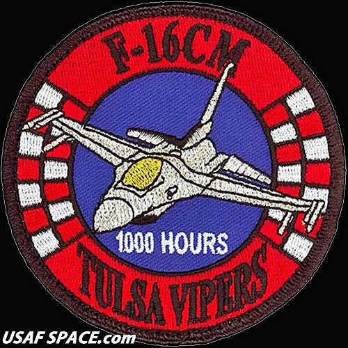 USAF 125TH FIGHTER SQ - F-16CM - TULSA VIPERS - 1000 HOURS - ORIGINAL VEL PATCH