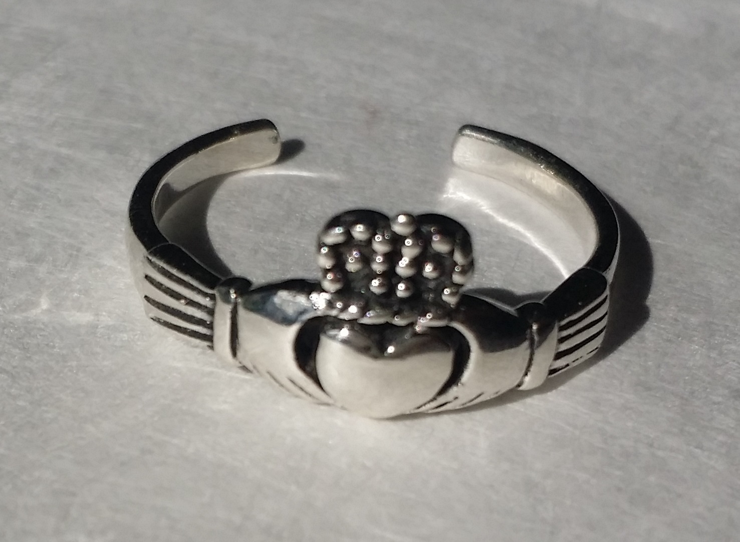 Sterling Silver 925 Toe Ring Claddagh Friendship Irish Adjustable
