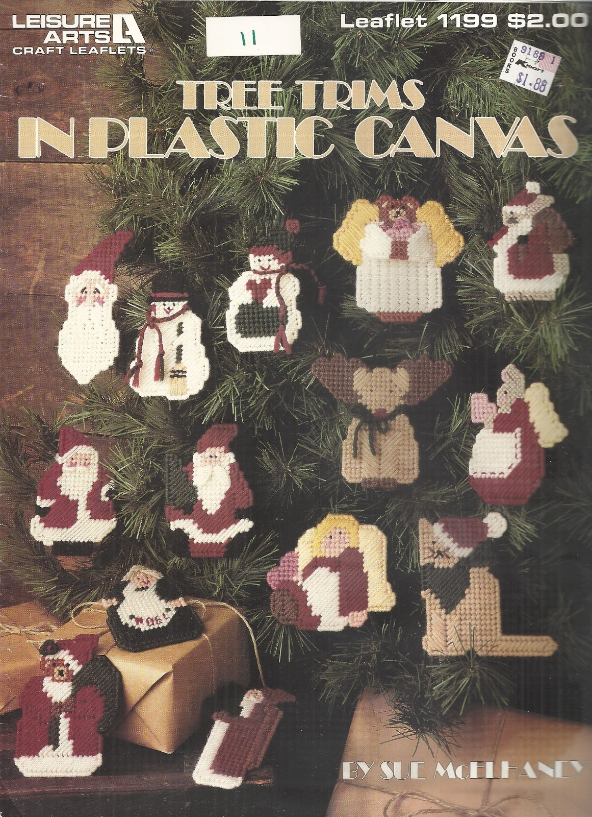 LEISURE ARTS TREE TRIMS IN PLASTIC CANVAS PATTERN LEAFLET #1199 ©1989