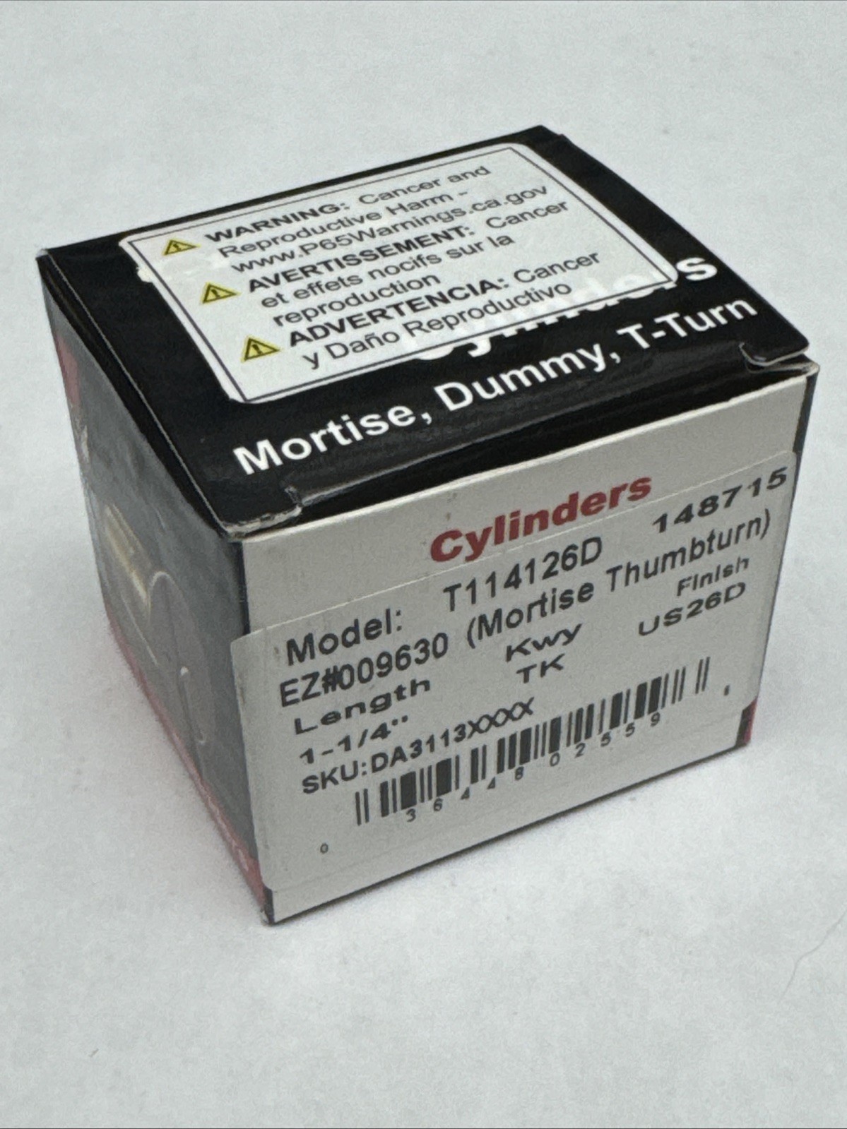1 1/4 ” - Mortise Thumbturn Cylinder - 26D - Satin Chrome - Solid Brass