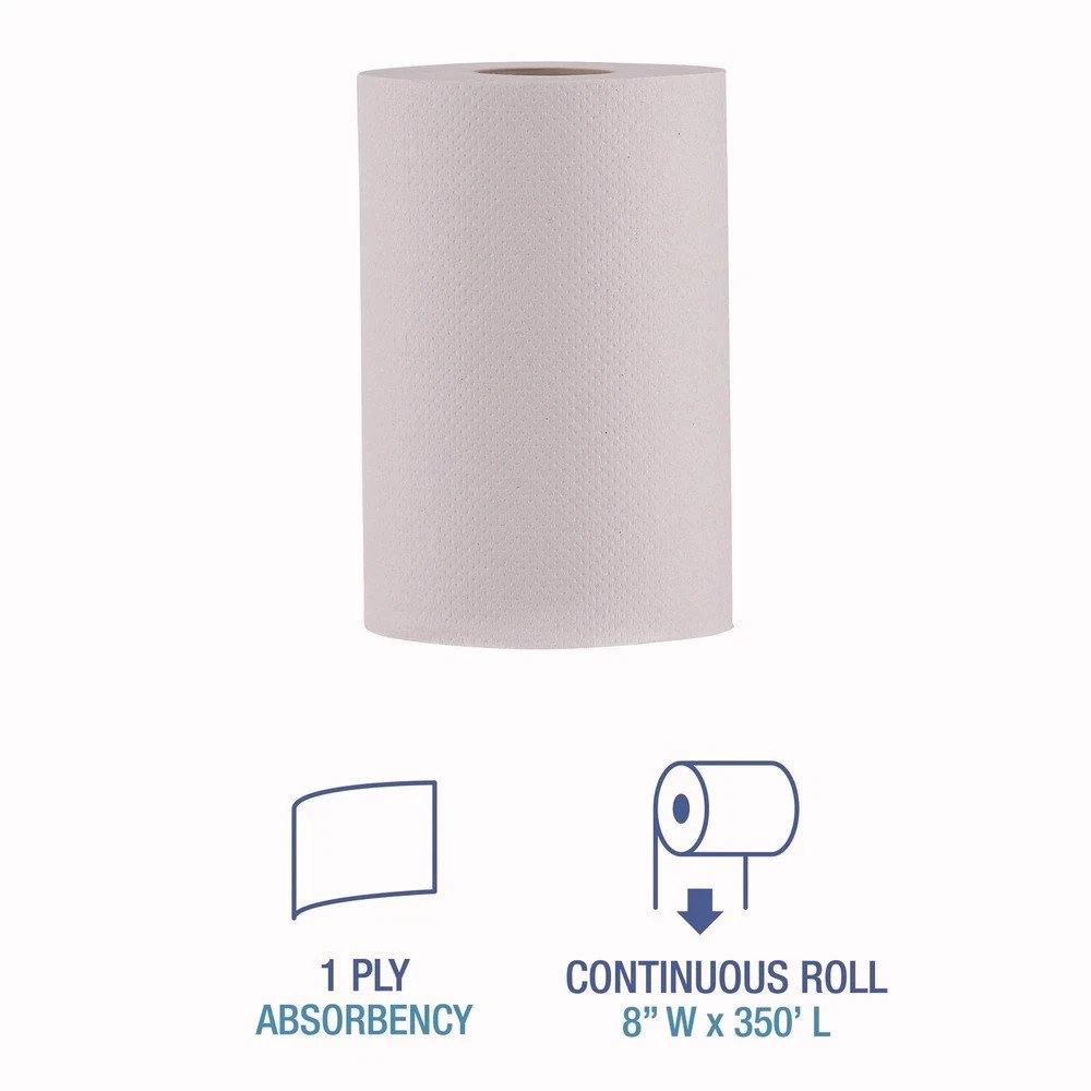 Boardwalk 6250 8" x 350' 1-Ply Hardwound Paper Towels - White (12/Carton) New