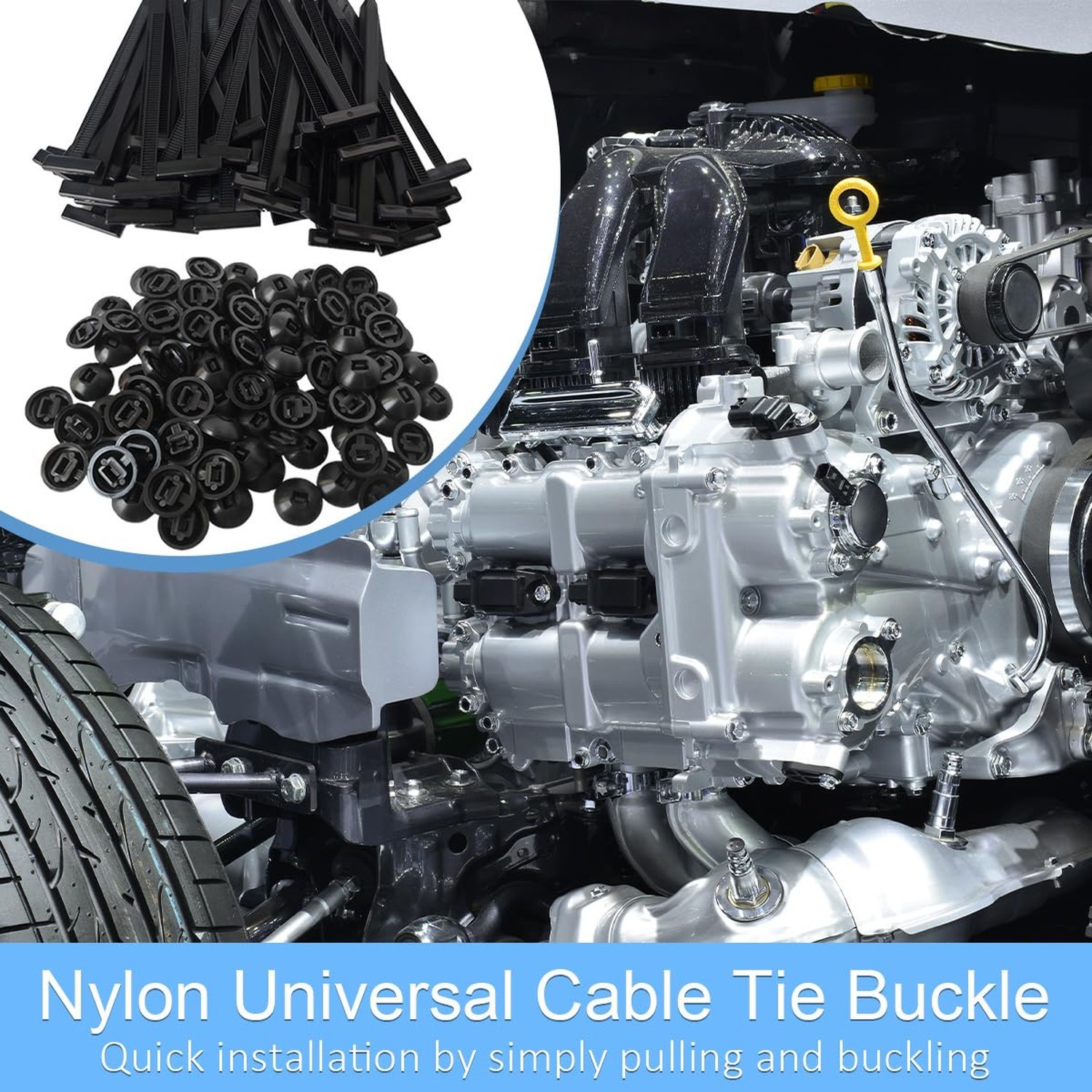 100pcs Upgrade Nylon Universal Cable Tie Buckle Ziplock Pro - New Multifuncti...