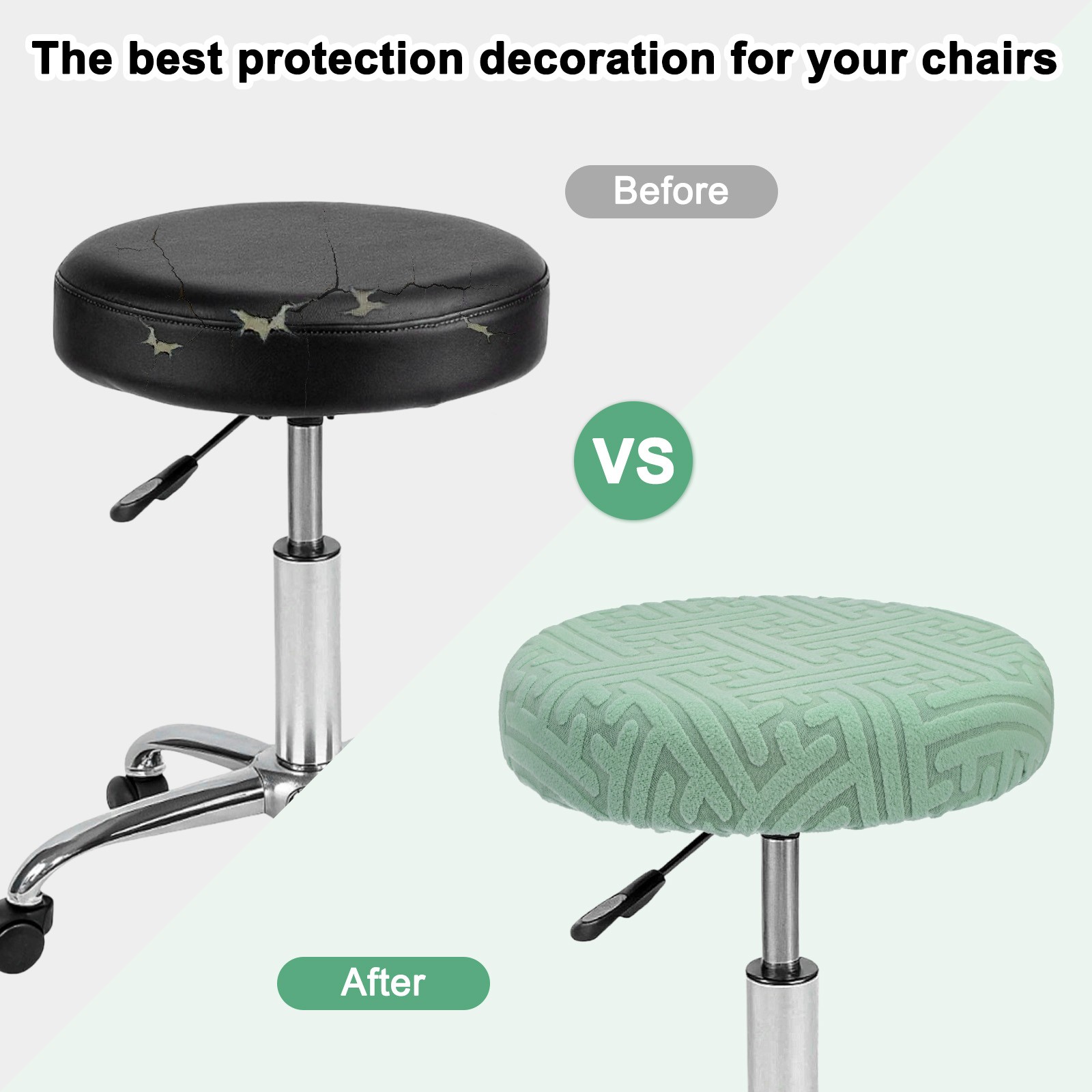 1-Pack Bar Stool Covers Round for 12-14 Inch Strip Pattern Covers [Bean Green]