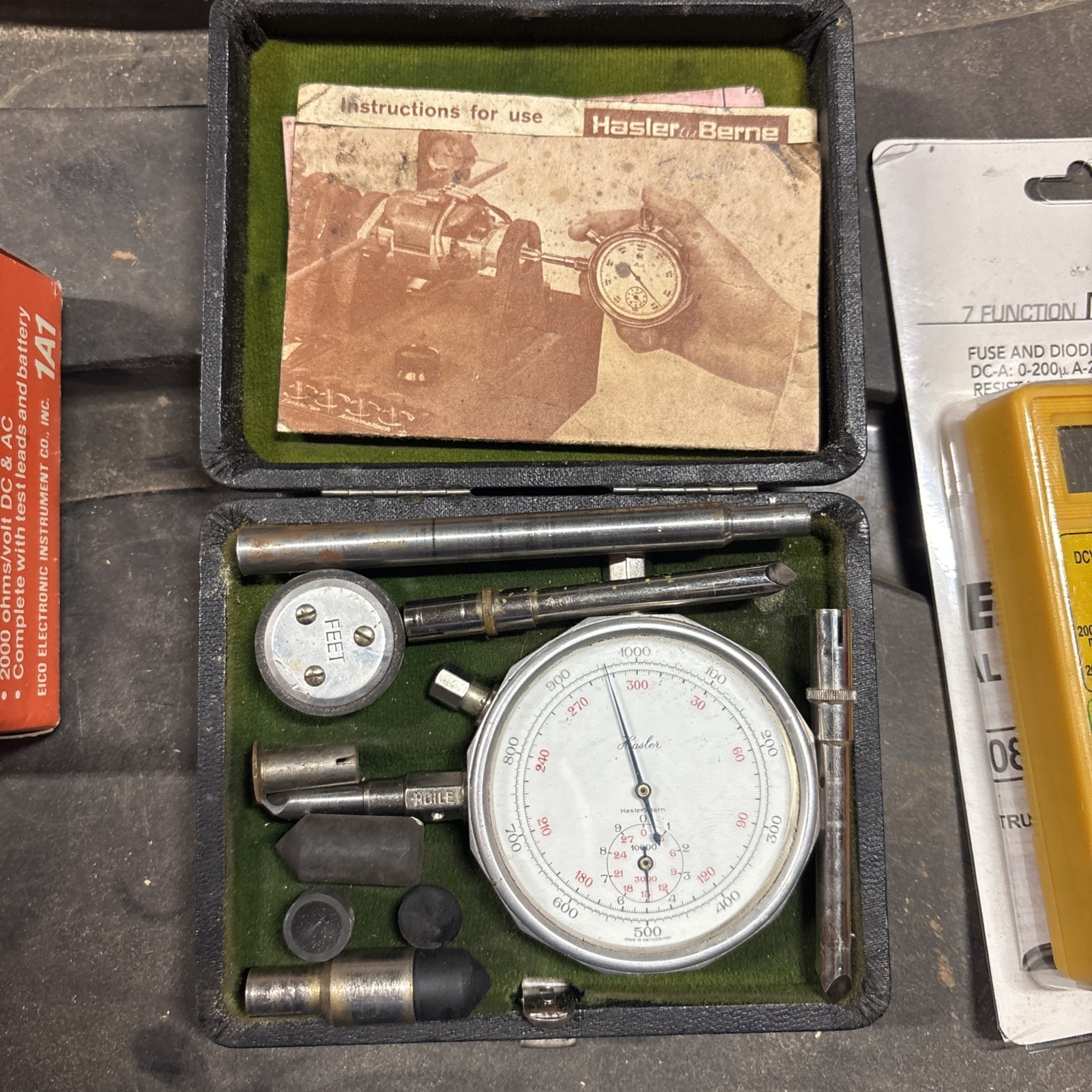 Rare hasler hand held Switzerland Tachometer speed indicator 1960's