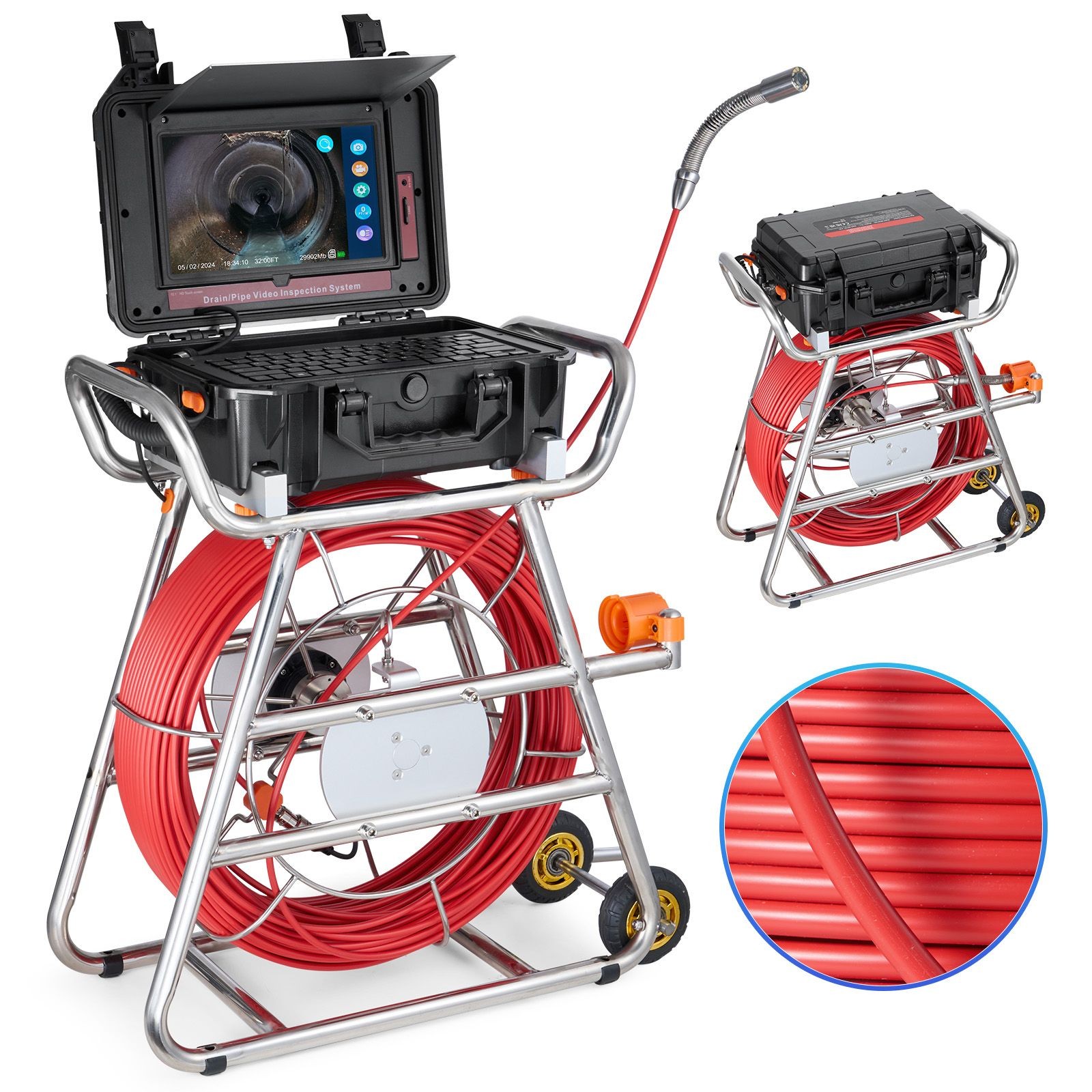Sewer Camera 328ft 10.1 inch Touchscreen, Self Leveling IP68 Drain Inspection