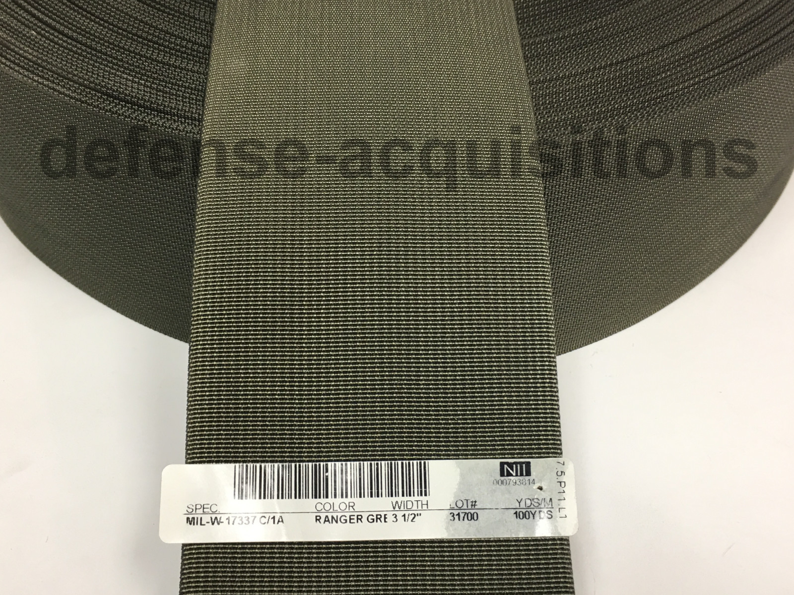3.5 Inch MilSpec Military Webbing MIL-W-17337 C/1A RANGER GREEN Per Yard