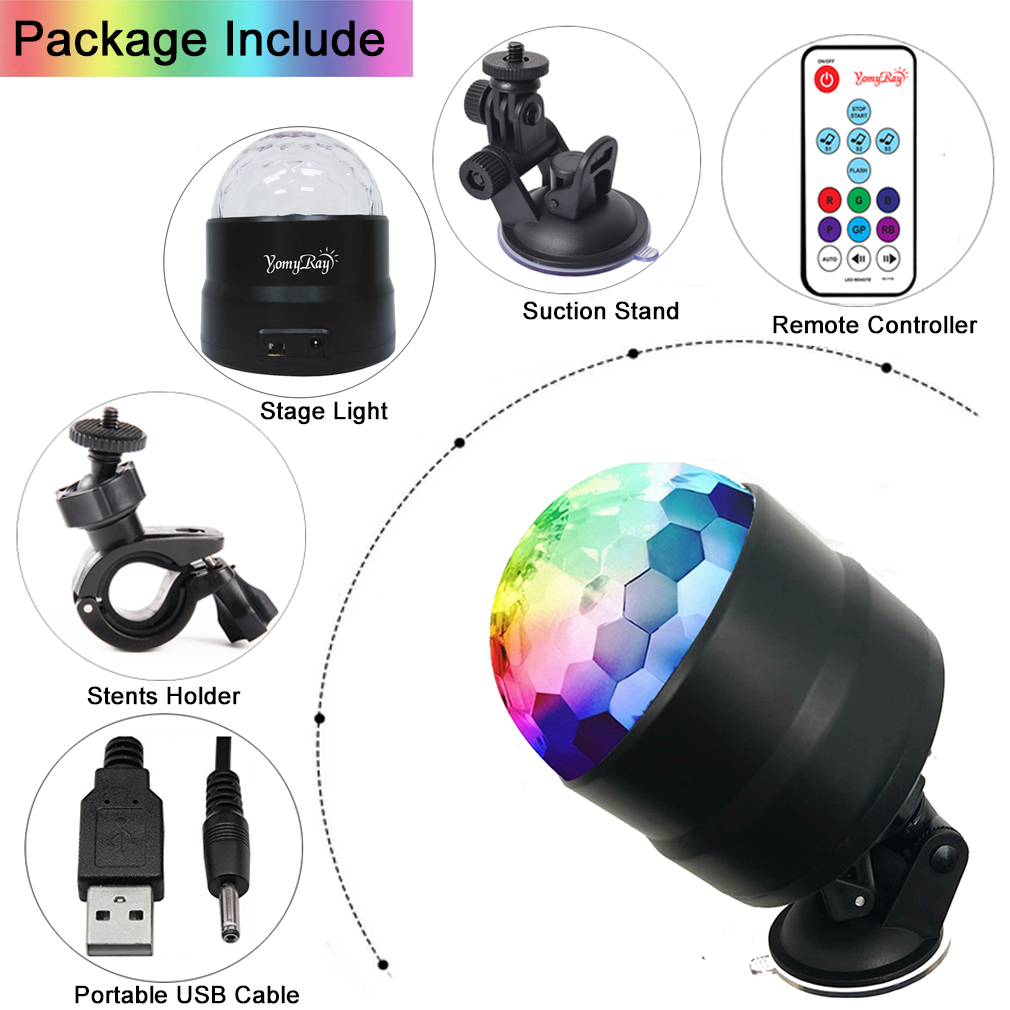 Stage Light 4 Watts RGBP LED Flash Party Light Crystal Disco Ball RC Rotating