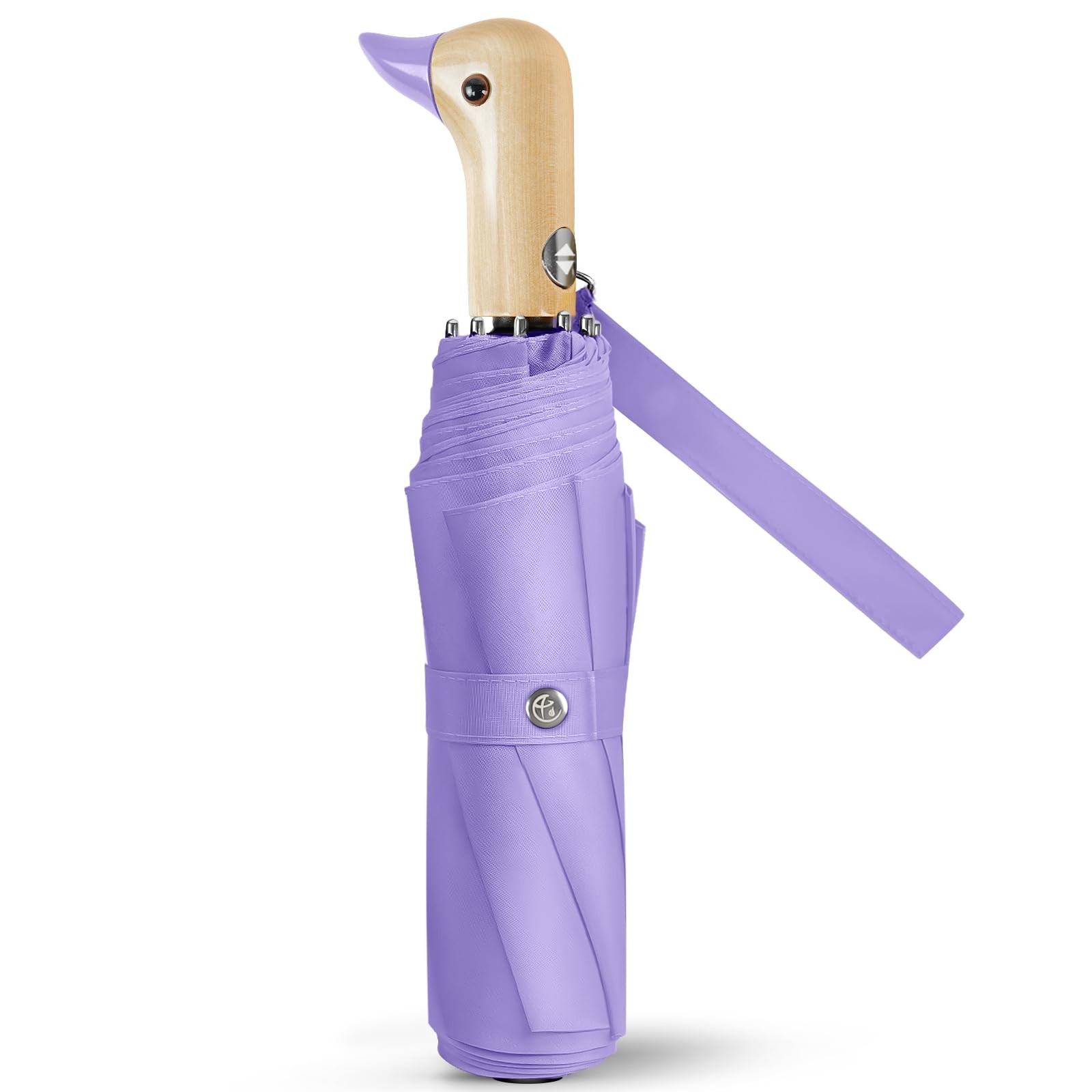 Folding Duck Umbrella Cute - Duck Head Wooden Handle Sturdy Wind Resistant Um...