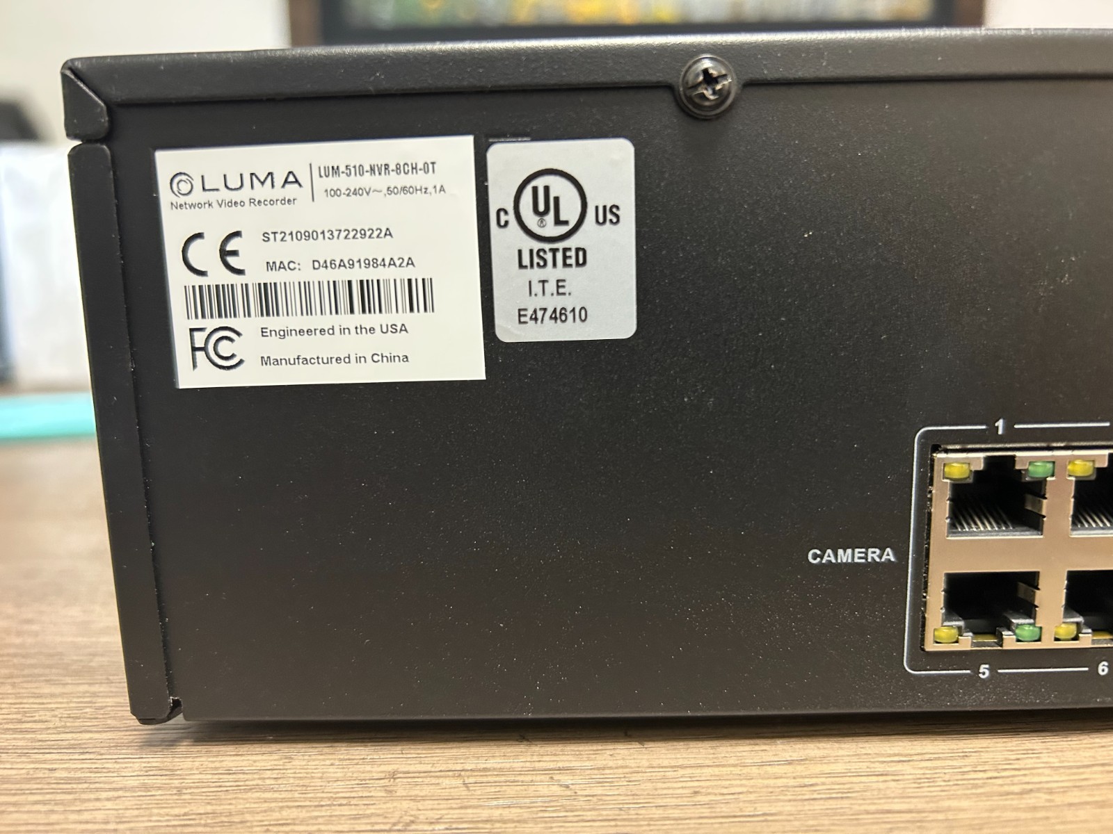 Luma LUM-510-NVR-8CH 1TB 8 Channel Network Video Recorder