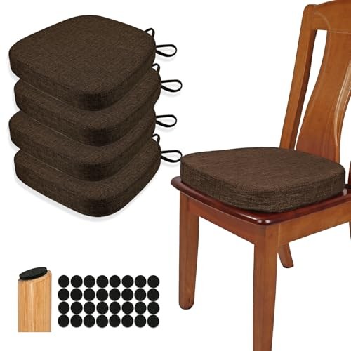 Thickened 2.5" Dining Chair Cushions Set of U-Shape High Density 4 Chocolate